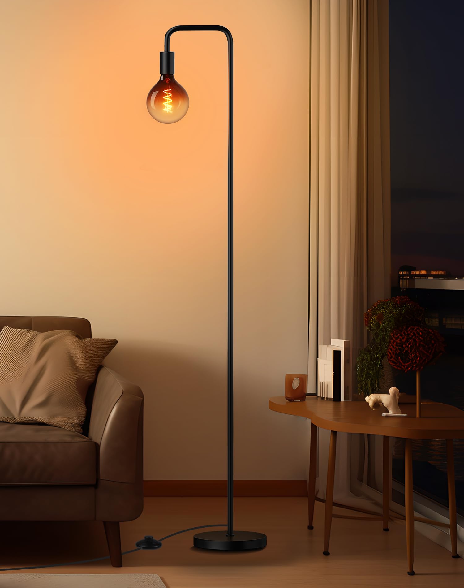 Modern Floor Lamp for Living Room, Gold Standing Lamp for Bedroom with Globe Glass Shade, 68" Mid-Century Tall Pole Tree Lamps Light Home Decor, Antique Brass(LED Bulbs Included)