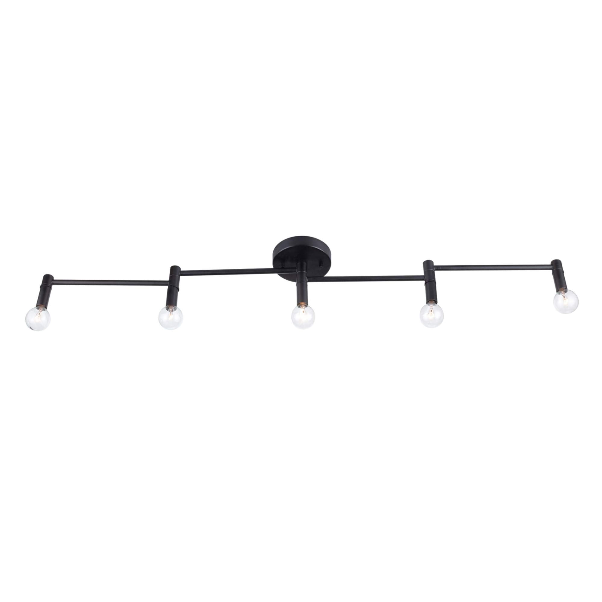 6-Light Track Lighting, Matte Black, Center Swivel Bars