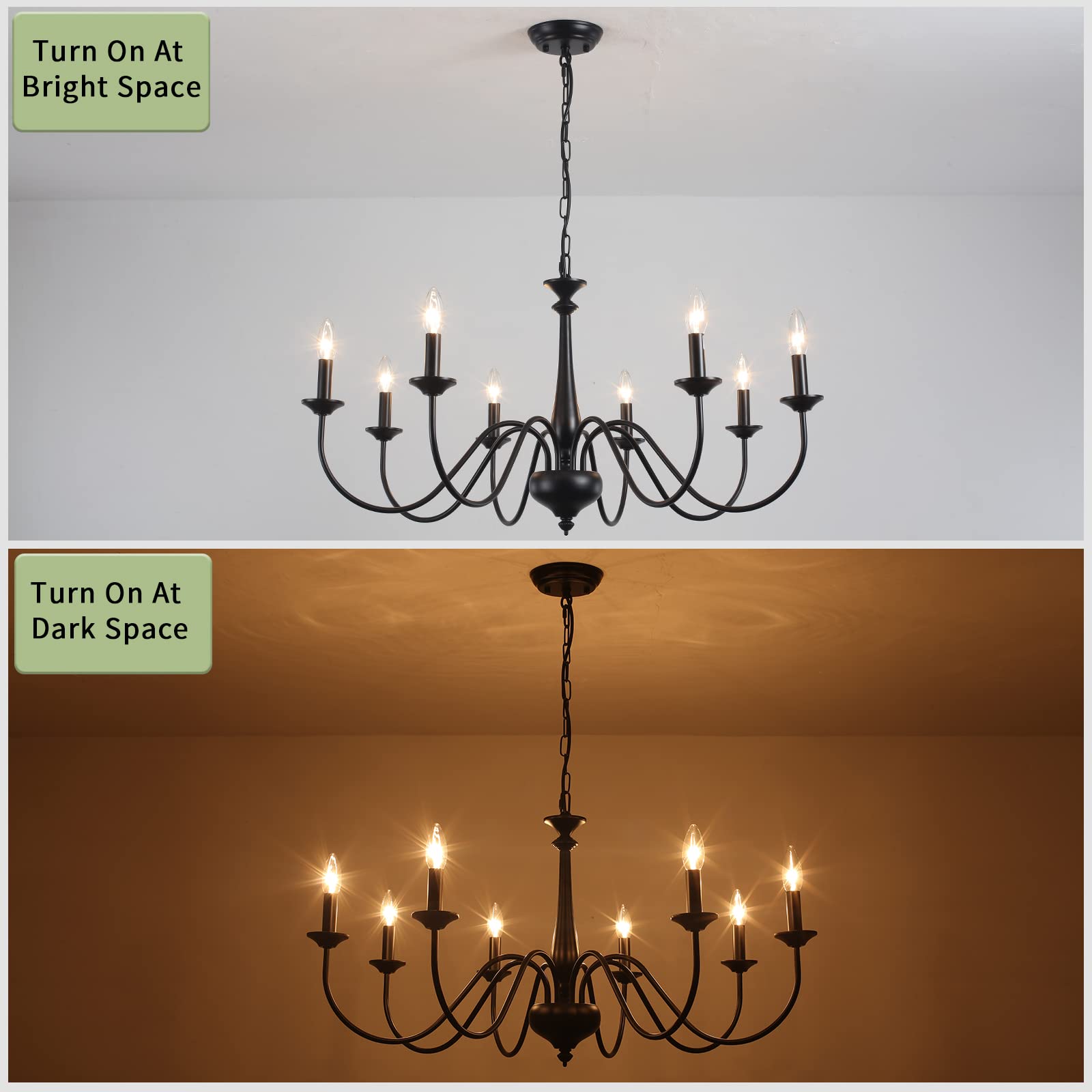 Farmhouse Chandeliers for Dining Room Light Fixtures 8 Lights Black Chandeliers Light Fixture Ceiling Hanging Rustic Chandeliers for Living Room Bedroom Entryway