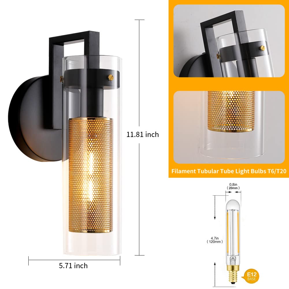 Brushed Gold LED Wall Sconces Set of 2 with Warm White Light