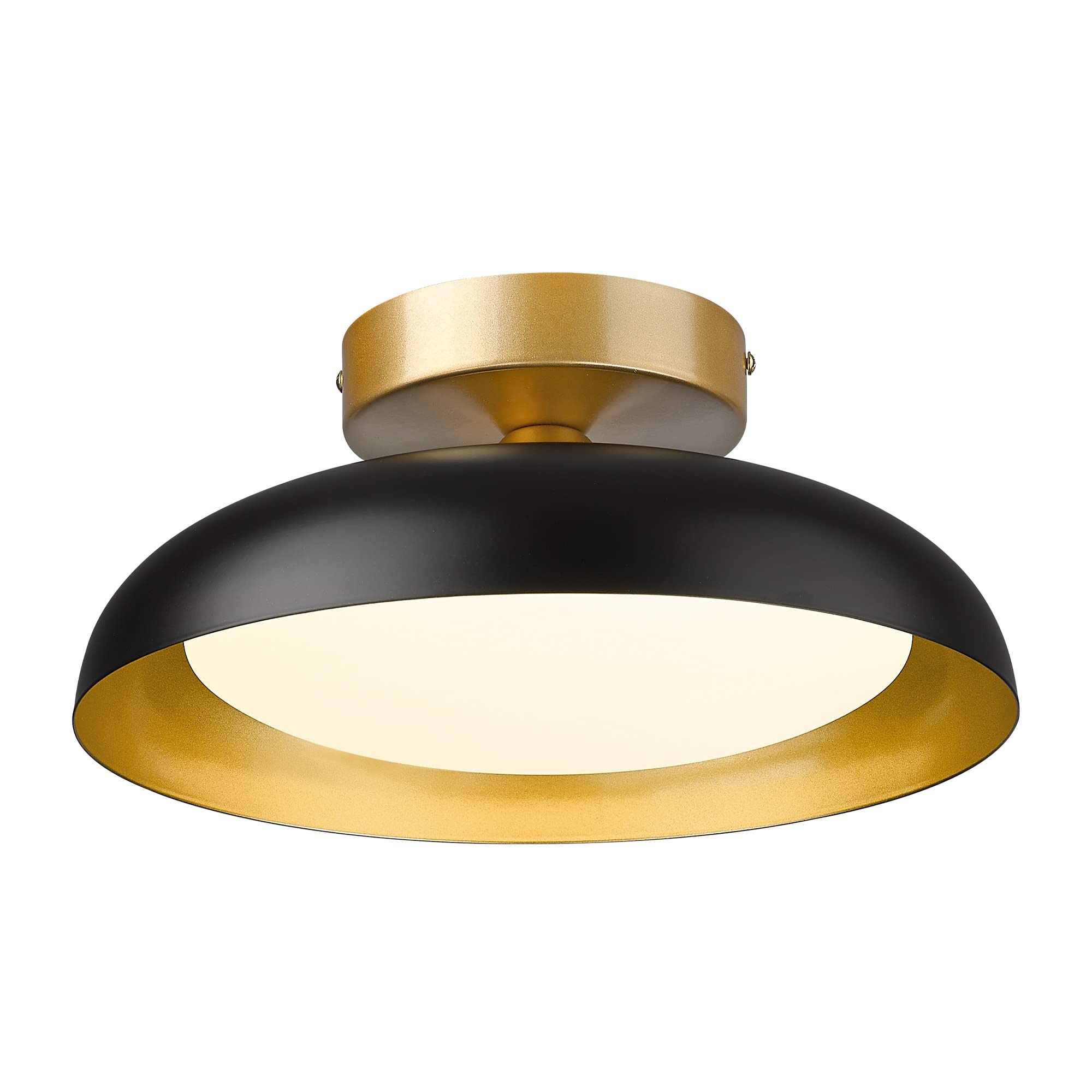 Gold Ceiling Light, 12 Inch LED Semi Flush Mount Ceiling Light Fixture, 12W/700Lm Ceiling Lights for Kitchen, Bathroom, Hallway, 3000K/4000K/6000K Adjustable, KDCL01-GD