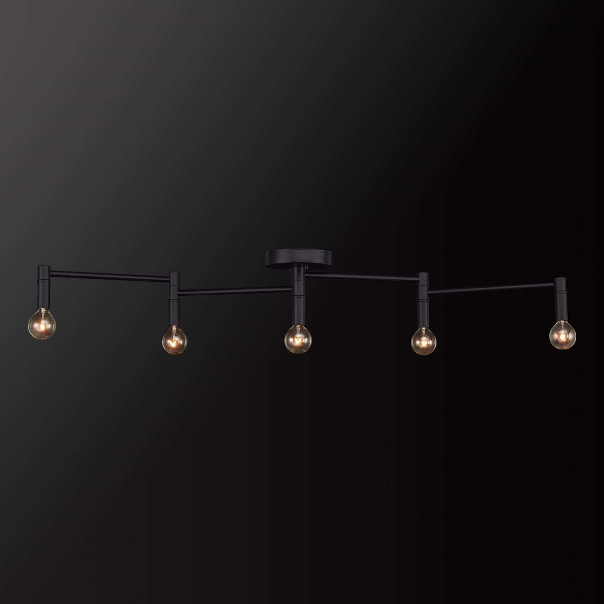 6-Light Track Lighting, Matte Black, Center Swivel Bars