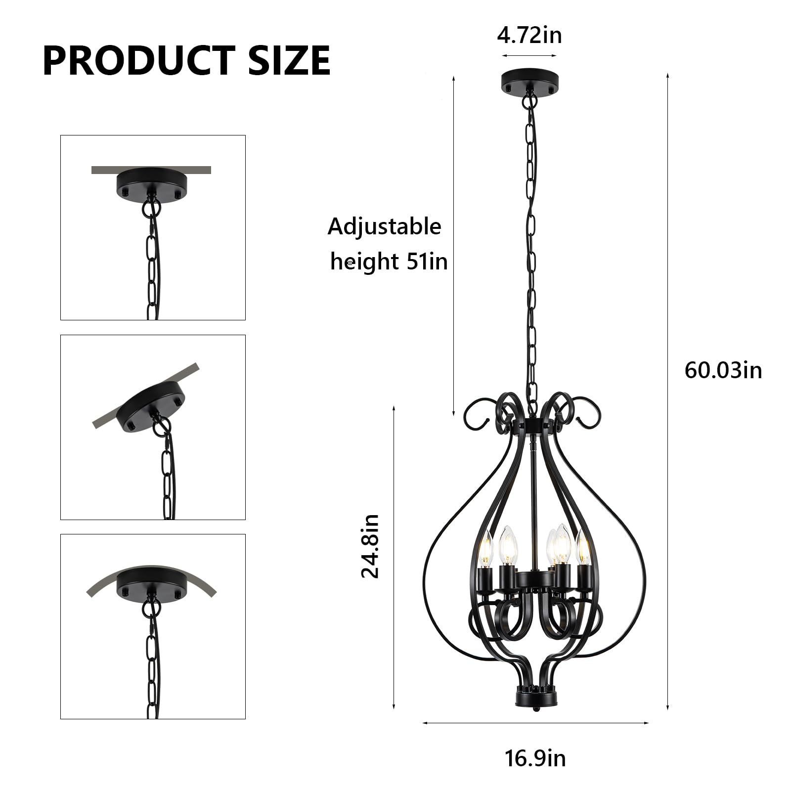 6 Light Farmhouse Chandelier,16.9''Industrial Iron Dining Room Light Fixture,Modern Rustic Pendant Lights Kitchen Island for Foyer Living Room Over Dining Table