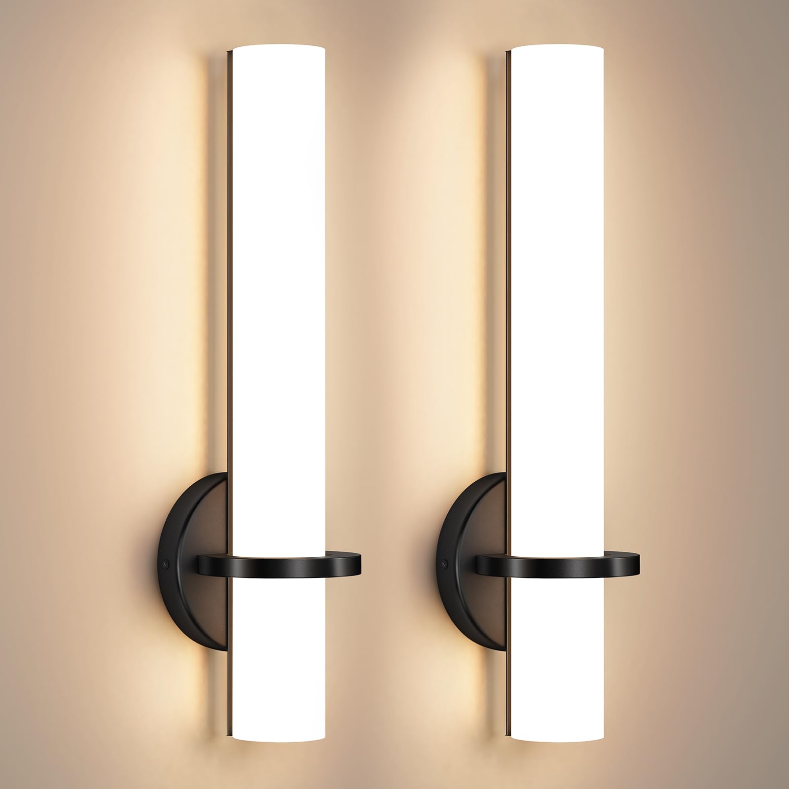 Gold Wall Sconces Set of Two - Dimmable Modern Sconces Wall Lighting 18W 3000K Led Wall Lights Acrylic Lampshade Hardwired Wall Light Fixtures for Living Room Bedroom Bathroom Hallway