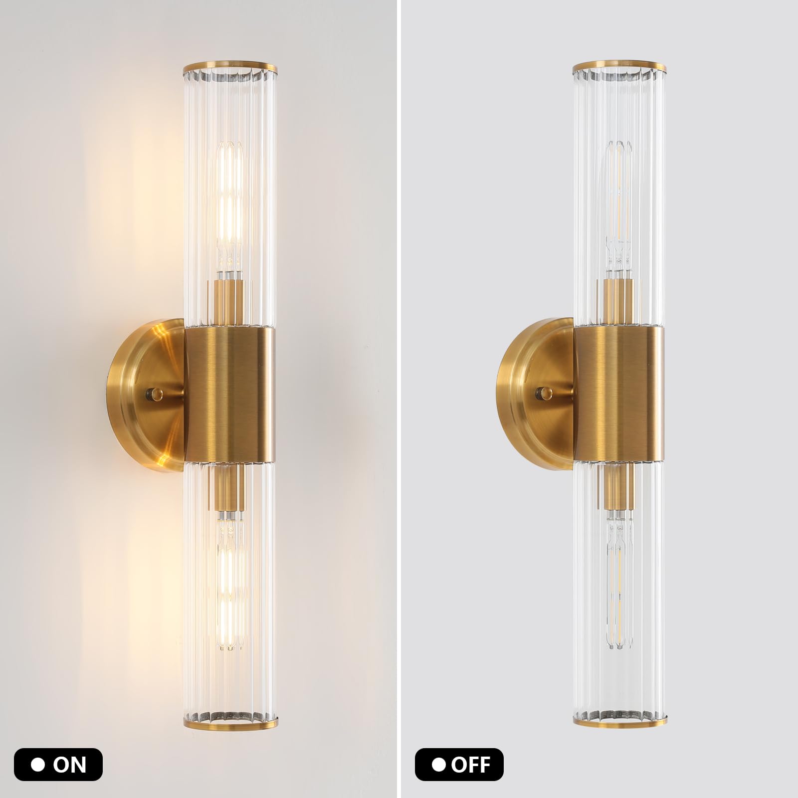 Wall Sconces Set of Two Brushed Brass Gold LED Wall Lights Modern Linear Sconces Wall Lighting Indoor Sconces Wall Decor Set of 2 Wall Lamps for Living Room Wall Scones, Wall Lights Set of 2