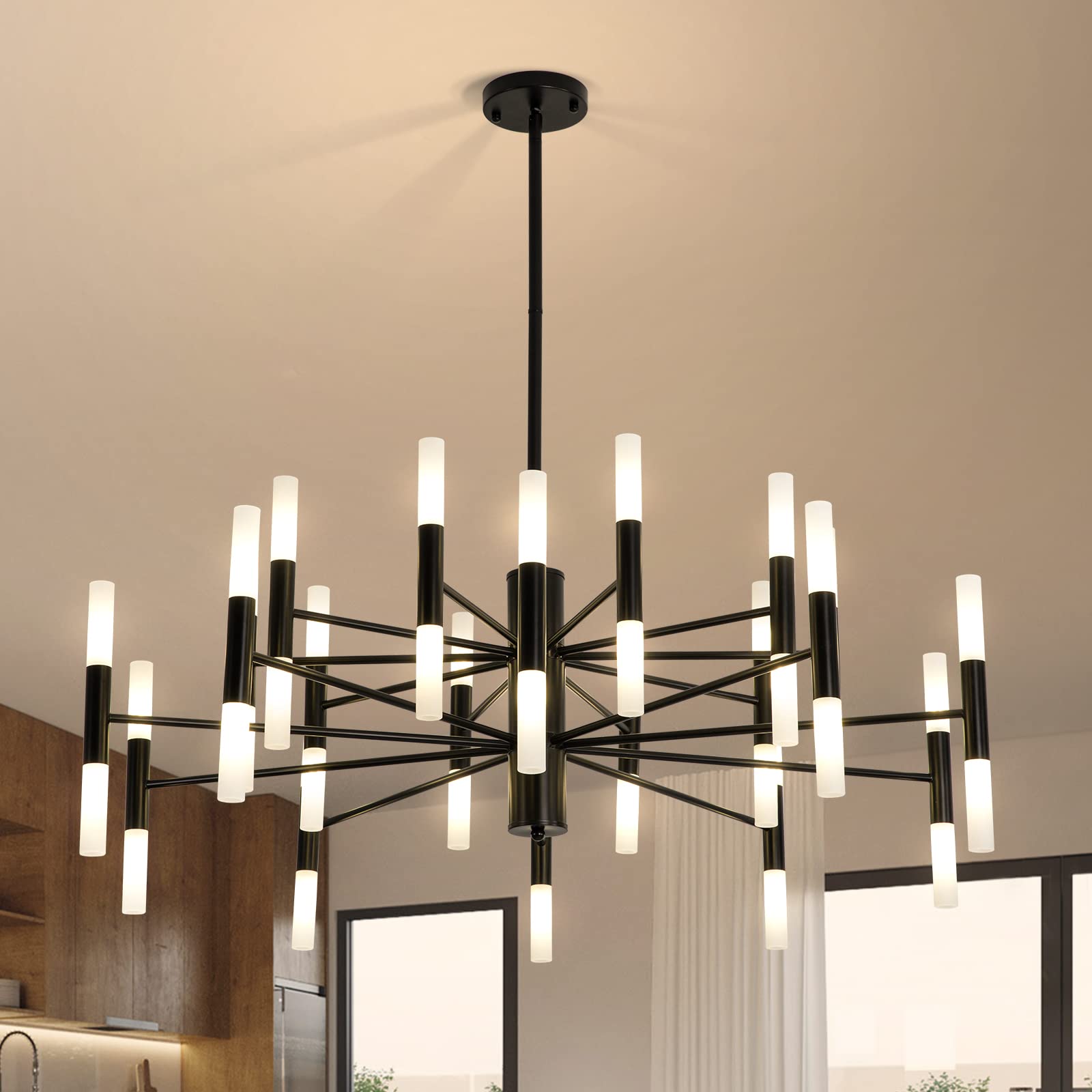 20-Light Gold Chandelier, Modern Farmhouse Dining Room Chandelier Over Table, E12 Metal Candle Pendant Light Fixtures Industrial Chandeliers for Bedroom, Foyer, Living Room and Entryway