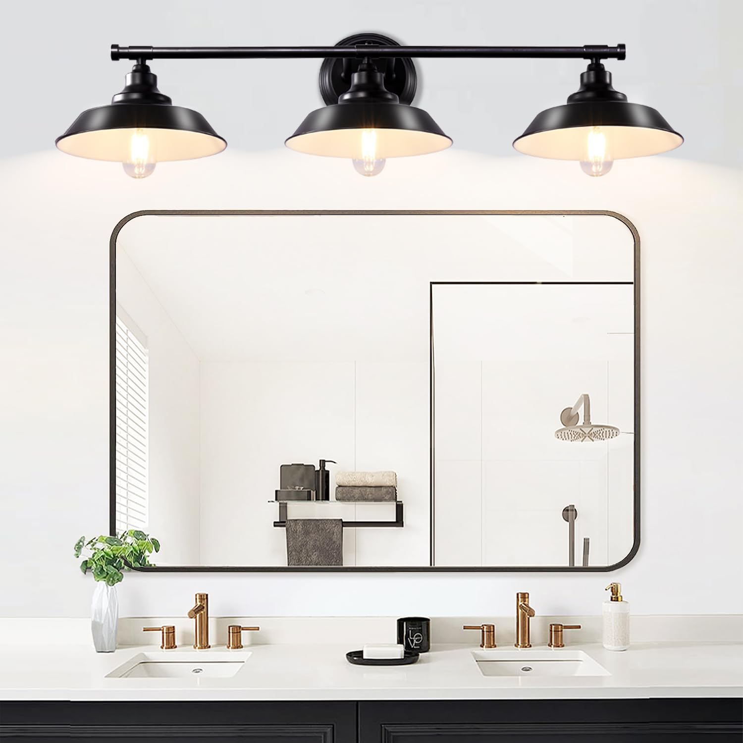 Farmhouse Bathroom Vanity Light Fixtures Black, Metal Bathroom Lights Over Mirror 2-Lights, Farmhouse Bathroom Light Fixtures, Black Vanity Light for Bathroom, Vanity, Mirror Cabinet