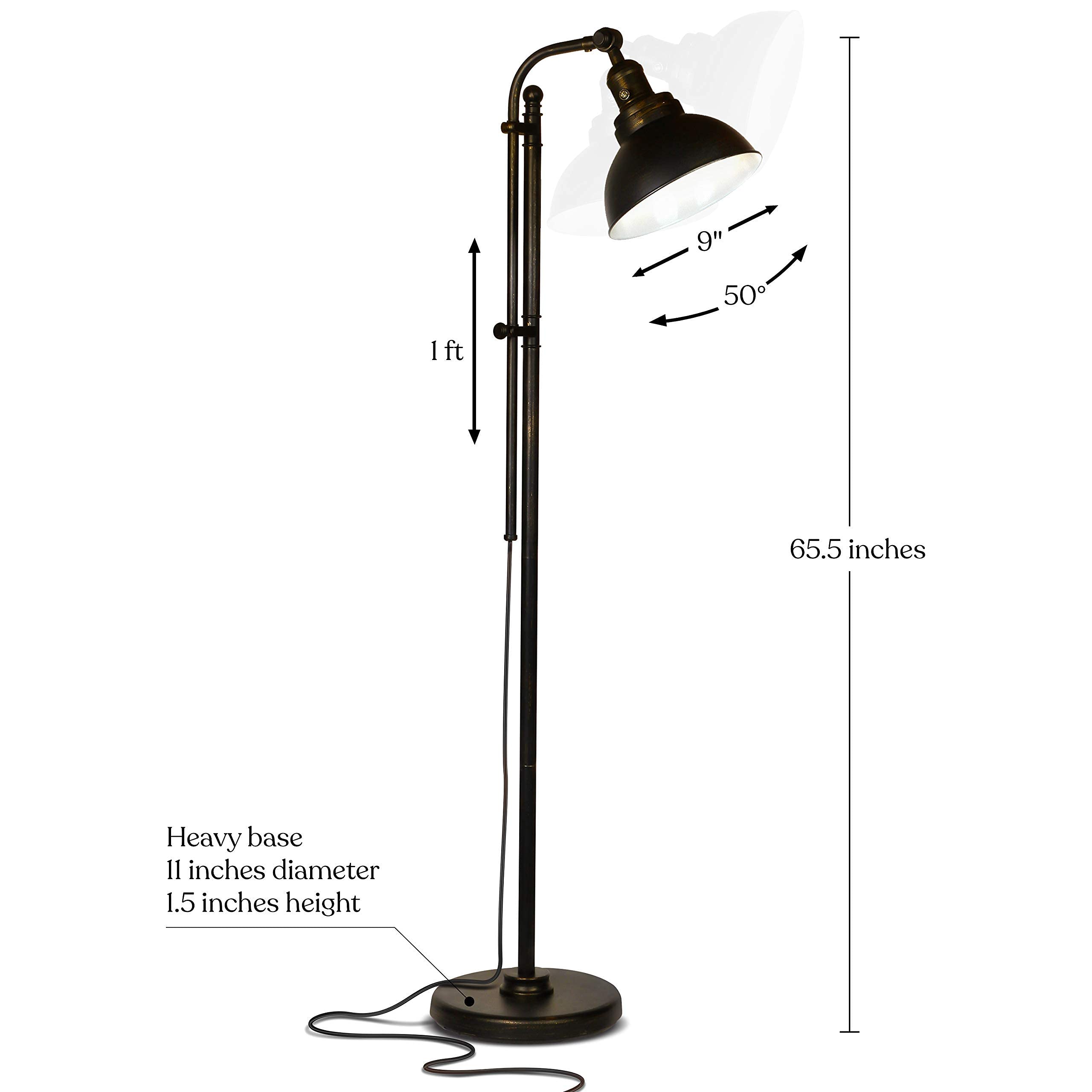 Industrial Floor Lamp for Living Rooms & Offices, Bright LED Floor Lamp – Charming Farmhouse Floor Lamp, Adjustable Head Standing Lamp for Bedroom Reading, Stunning Living Room Decor