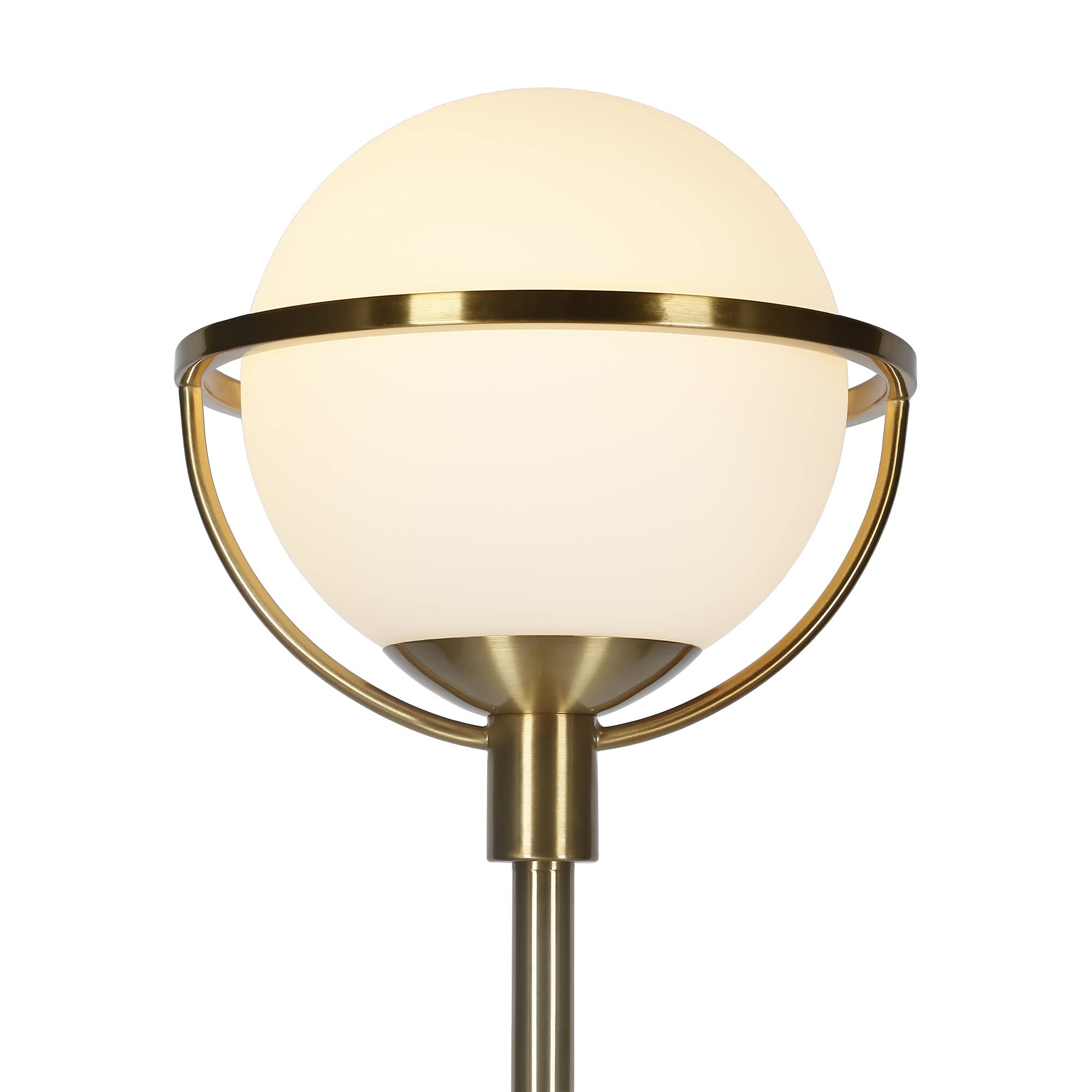 Cieonna Globe & Stem Floor Lamp with Glass Shade in Brass/White, 68" Tall