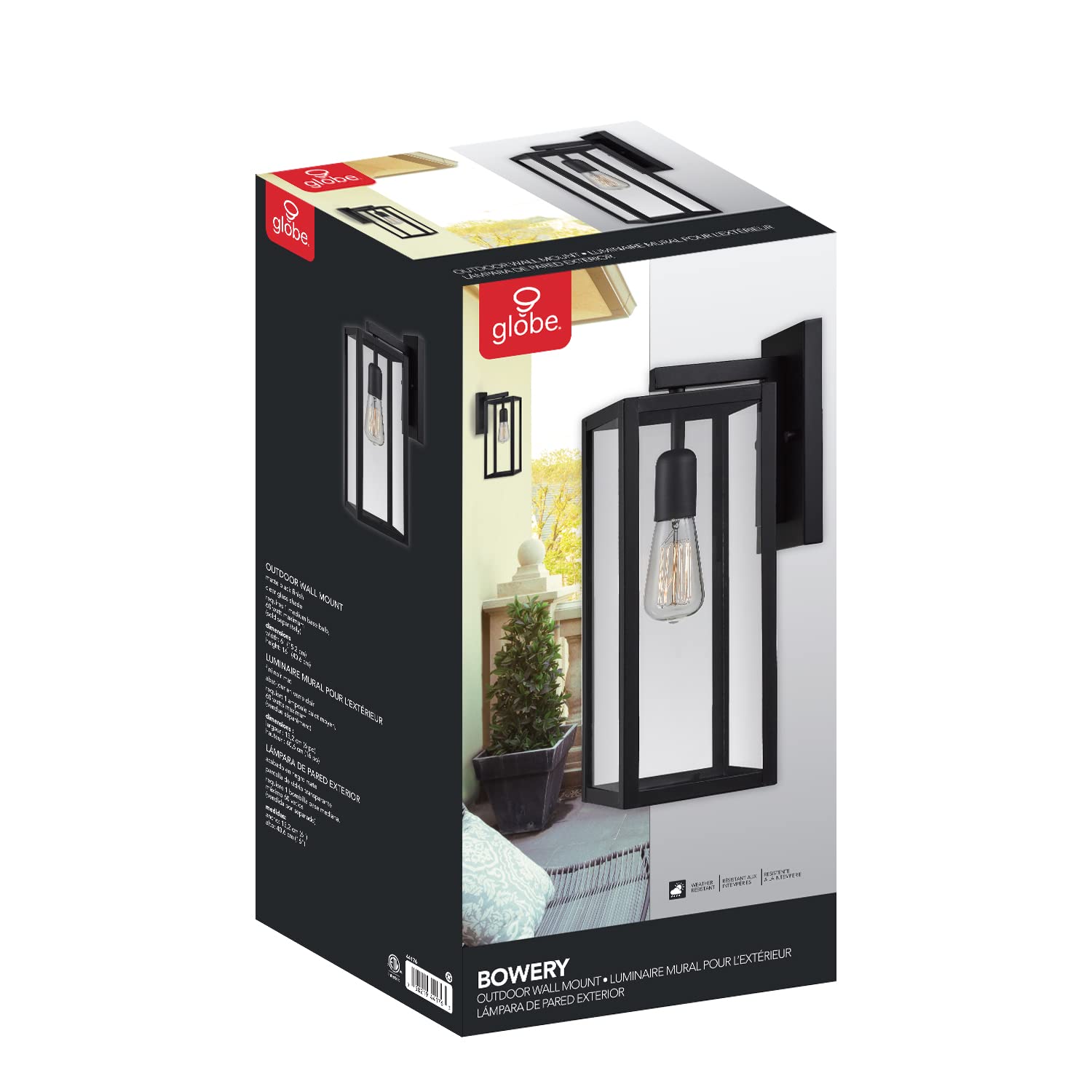 1-Light Outdoor Indoor Wall Sconce, Matte Black, Clear Glass Shade 16