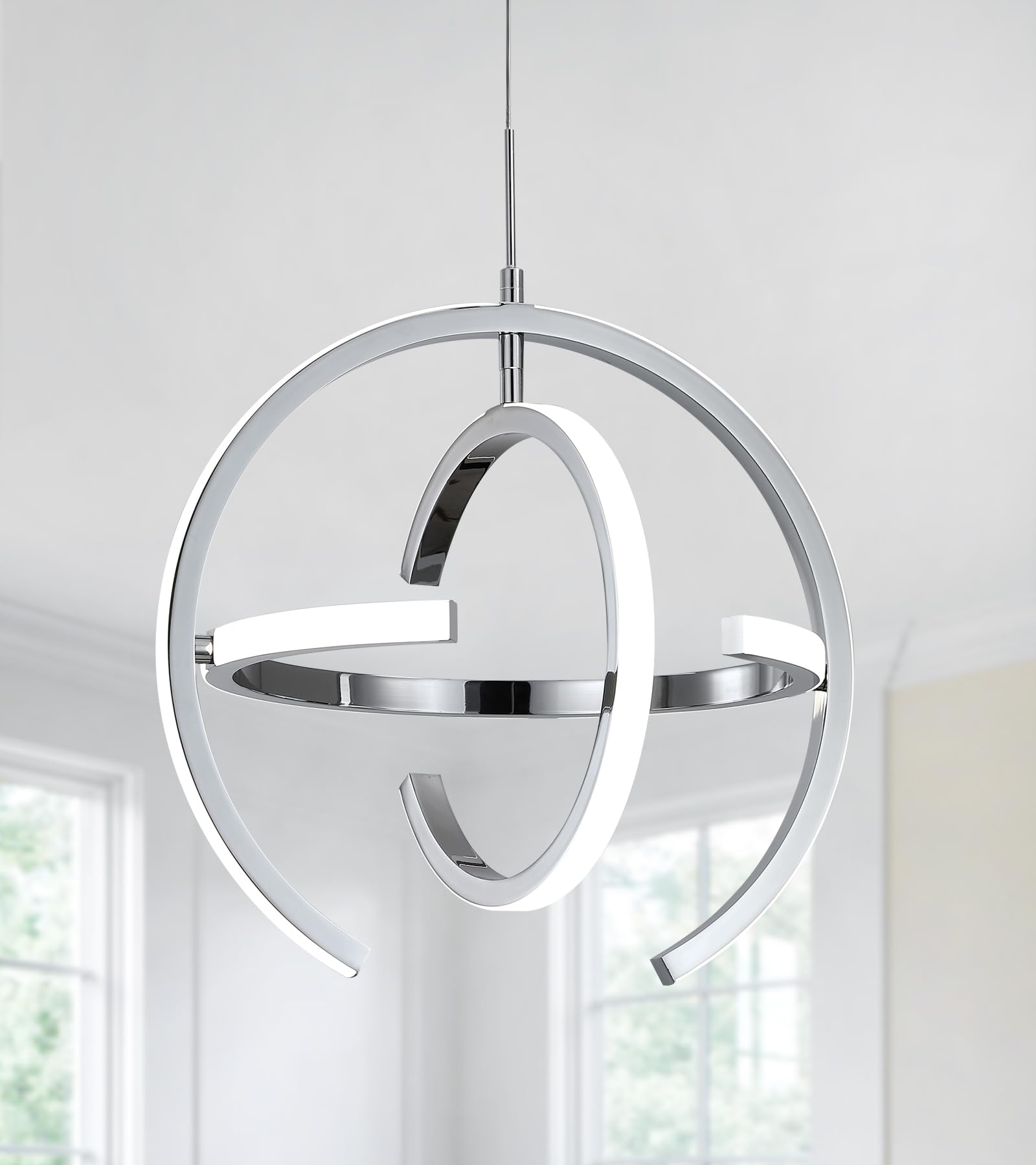 Modern Led Chandelier,Chrome Hanging Pendant Lights for Dining Room Foyer Entryway Kitchen Living Room 8 Lights