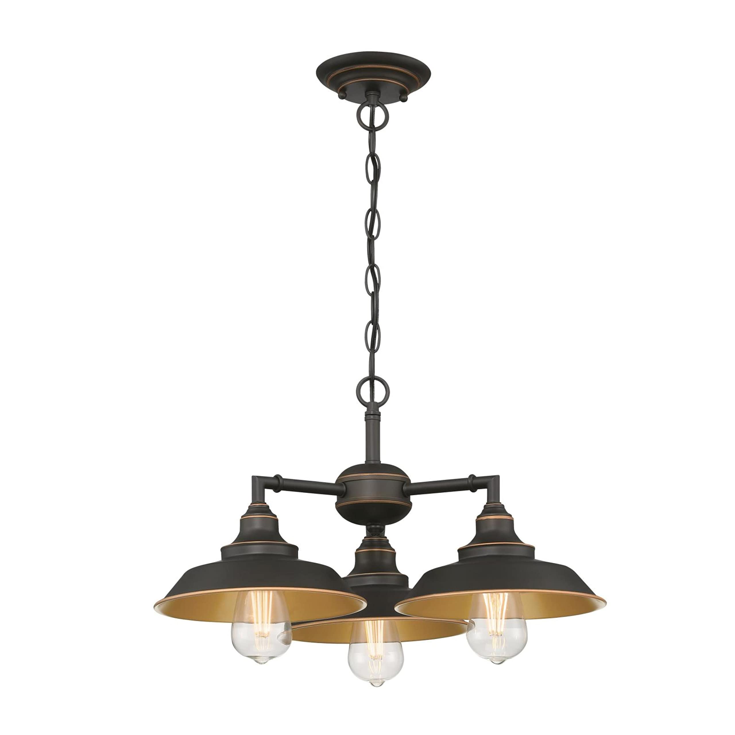 Four-Light Indoor Iron Hill Chandelier, 4, Oil Rubbed Bronze with Highlights