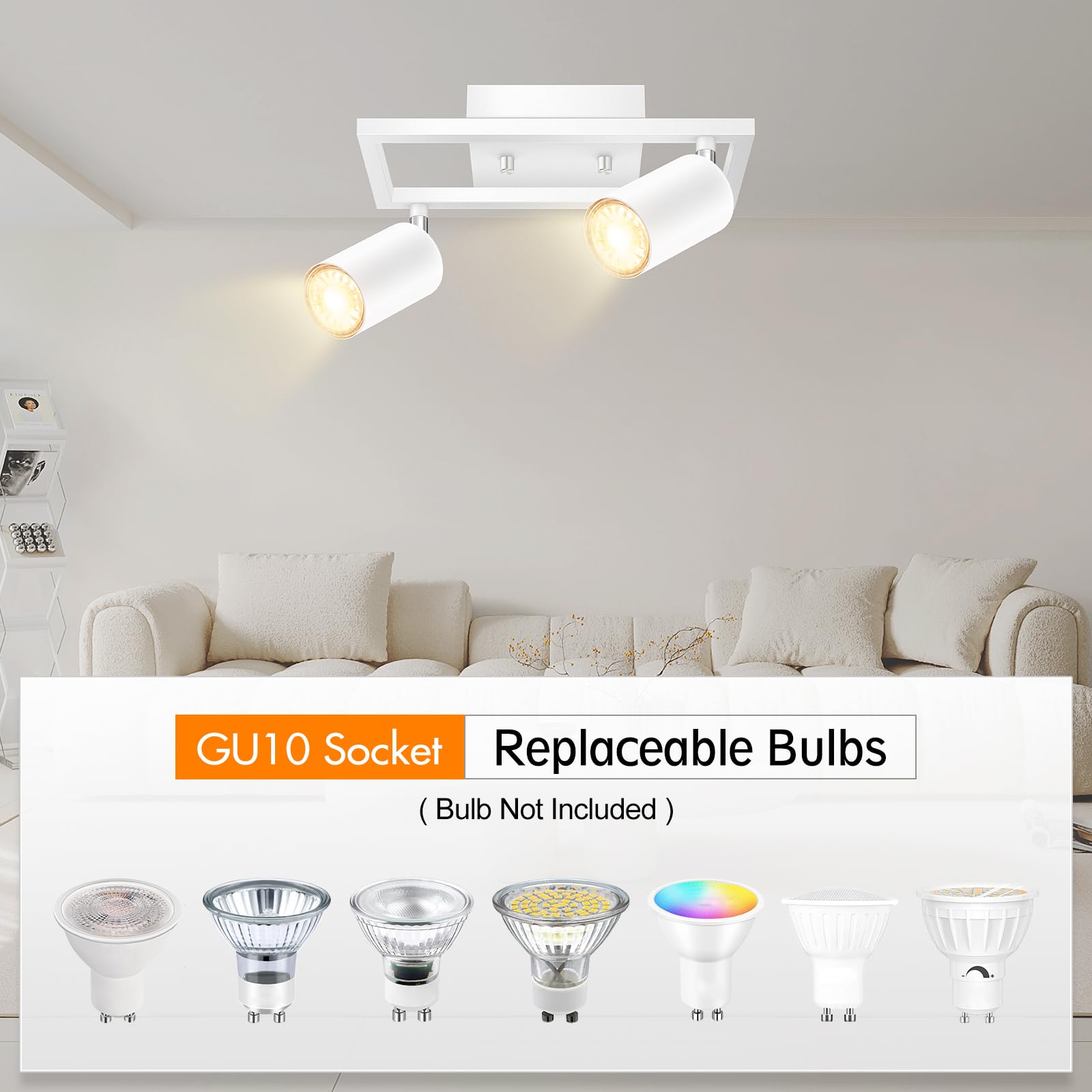 Track Lighting Fixtures Ceiling, 3 Way Track Lighting Kit, LED Track Lighting with Rotatable Light Heads, Modern Ceiling Spot Lighting for Kitchen/Bedroom/Living Room, GU10 Bulb Not Included