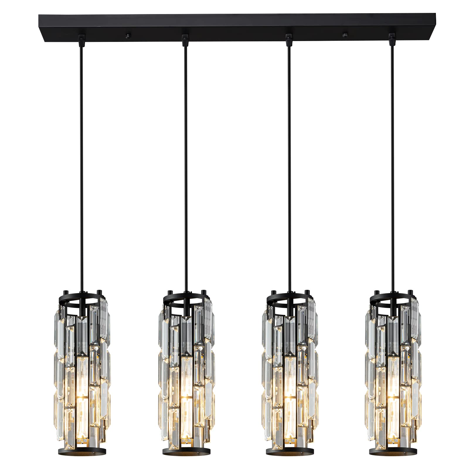 LMQNINE Pendant Lighting Modern Pendant Light, Mini Crystal Chandeliers,Adjustable Pendant Light Fixture for Kitchen Island Dinning Room Bedroom (Gold, 3-Light)