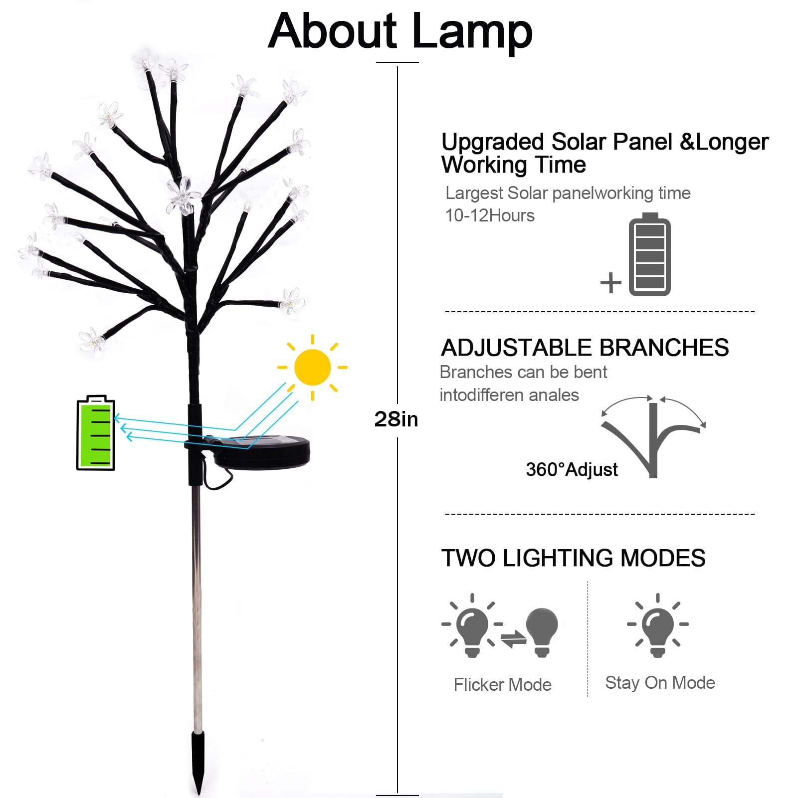 Solar Flowers Lights Garden Decor, Solar Garden Lights Outdoor Decorative,2Pack 40LED Solar Lights Outdoor Garden Waterproof Fairy Lights for Outside Yard,Lawn Decorations Gardening Gifts