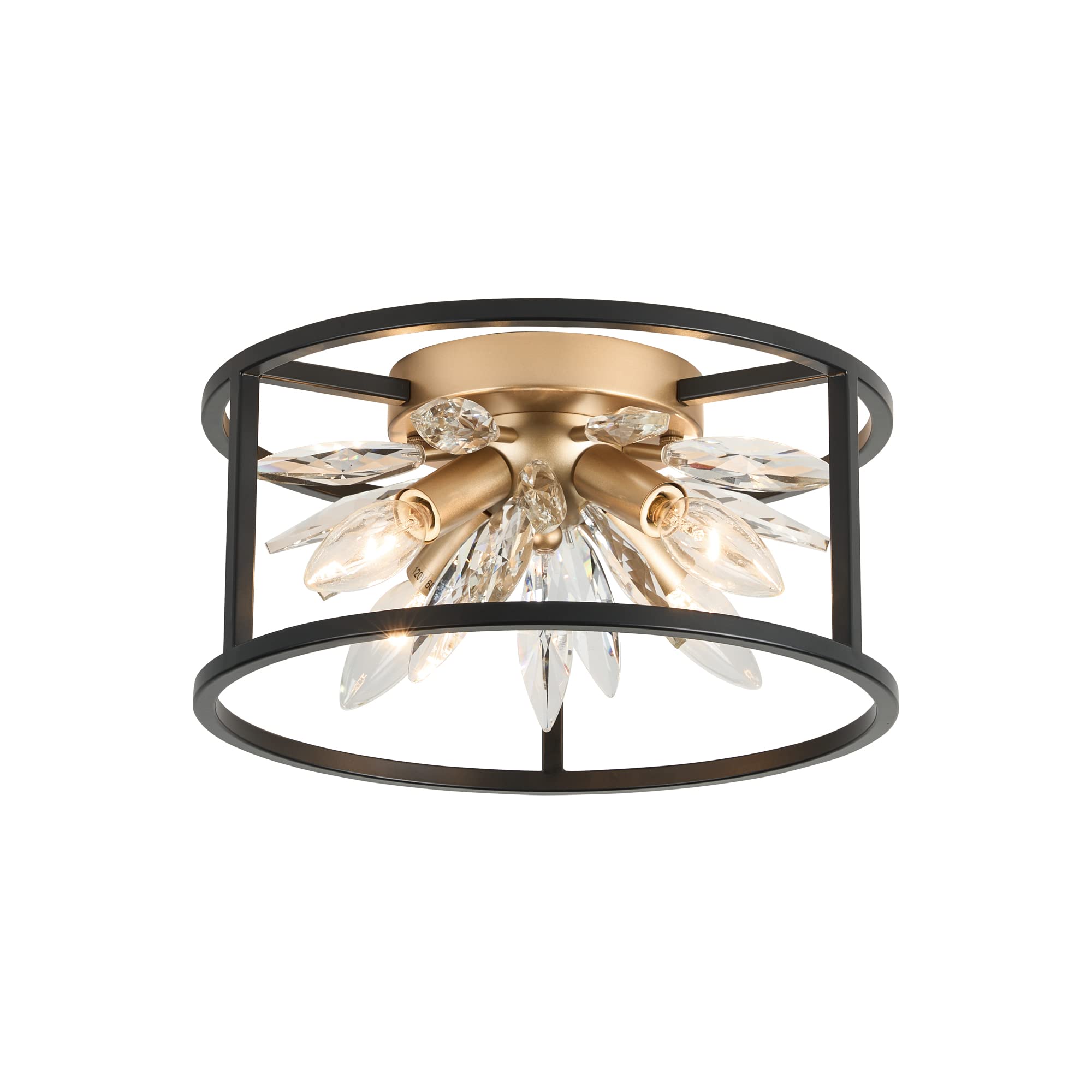 Semi-Flush Mount Ceiling Light - Crystal Ceiling Light Fixture 12-inch 4-Light Close to Ceiling Light - E12 Hallway Ceiling Light - for Living Room Bedroom Kitchen Foyer C2062-4