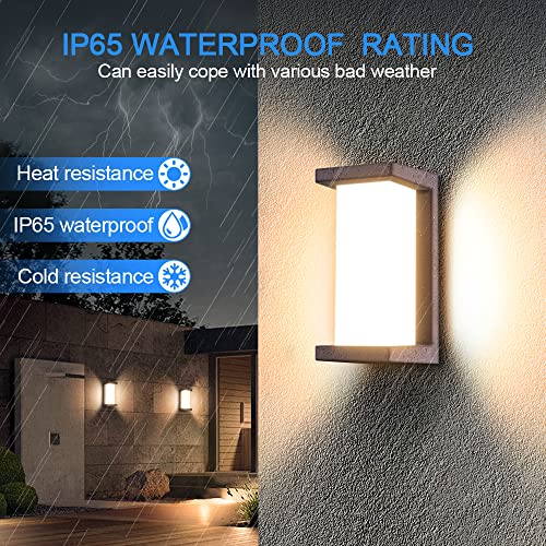 18W Outdoor Porch Light 3000K 1800Lm Matte Black LED Outdoor Wall Light Aluminum Exterior Light Fixtures Wall Mount IP65 Waterproof (2 Pack)