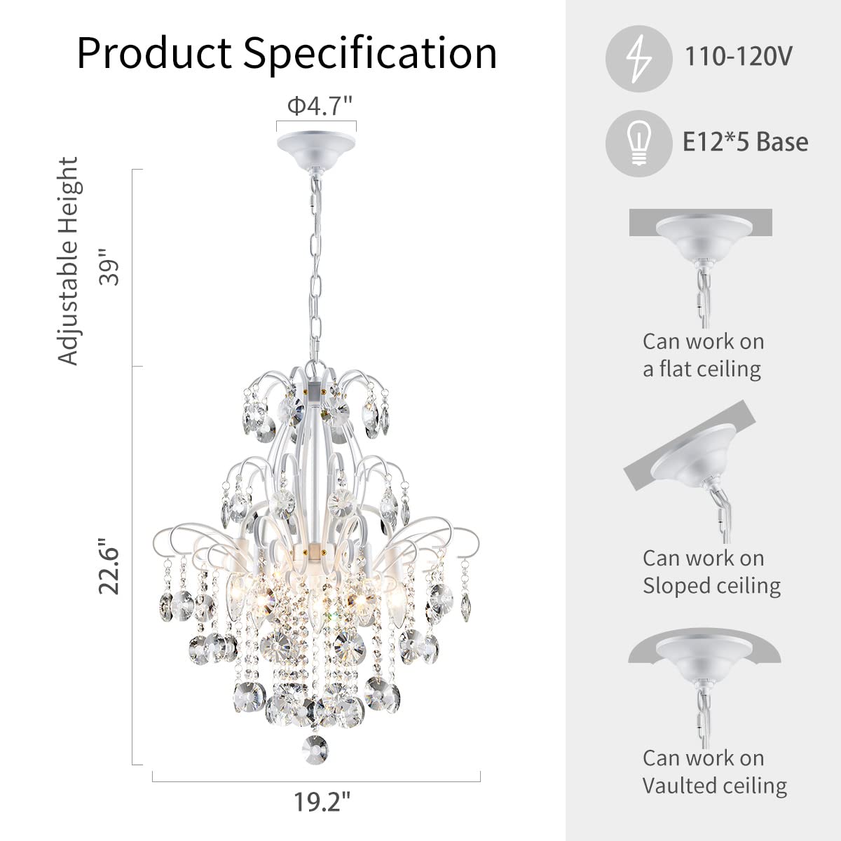 Crystal Chandelier Flushmount Ceiling Light Modern Lighting Fixture for Bedroom Hallway Bar Kitchen Bathroom, H 17.5'' x W 19.3'', E12 Base, Gold