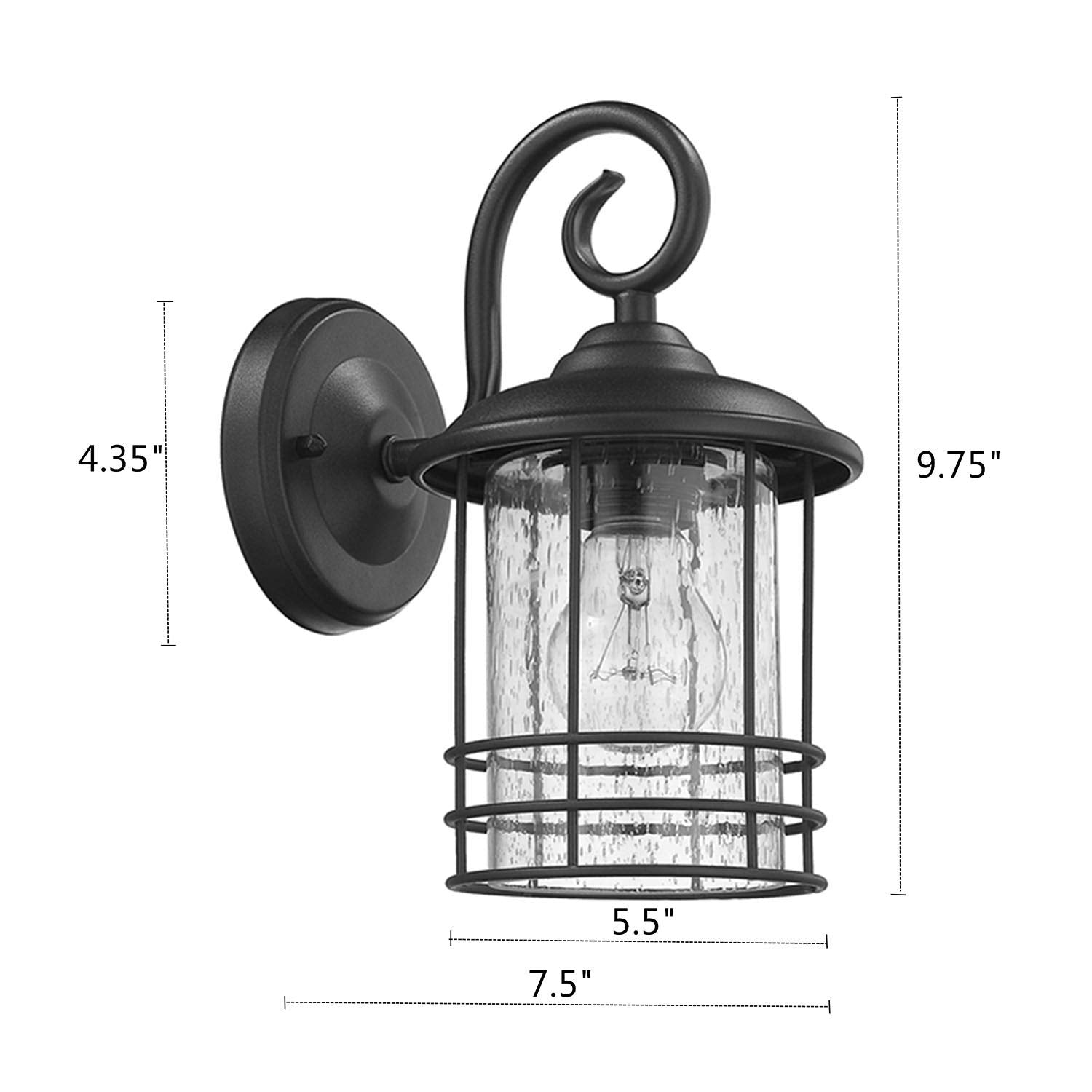 Outdoor Wall Sconce 2 Pack, 14.5 Inch Black Exterior Wall Mount Light Fixtures, Farmhouse Outside Lights for House, Garage, Porch, Patio, Yard, Hallway