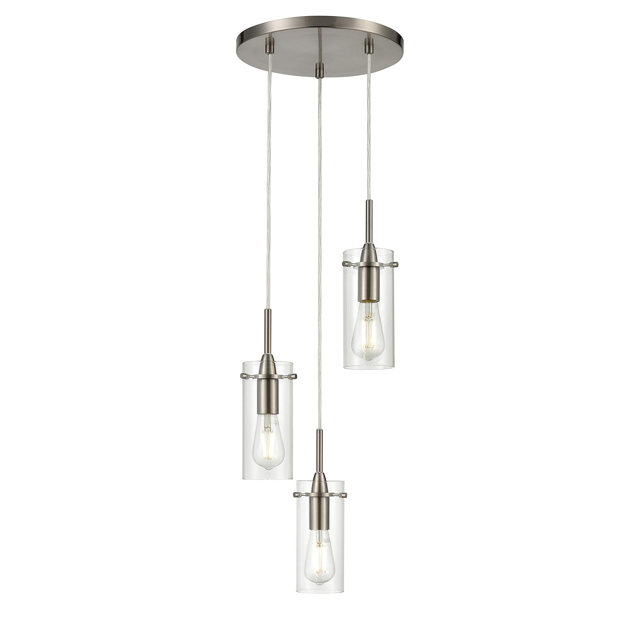 Linea di Liara Effimero 3-Light Cluster Pendant Lights Stairwell Lighting Small Chandelier Black Modern Chandelier Light Fixture Foyer Chandeliers Entryway High Ceiling Staircase Lights