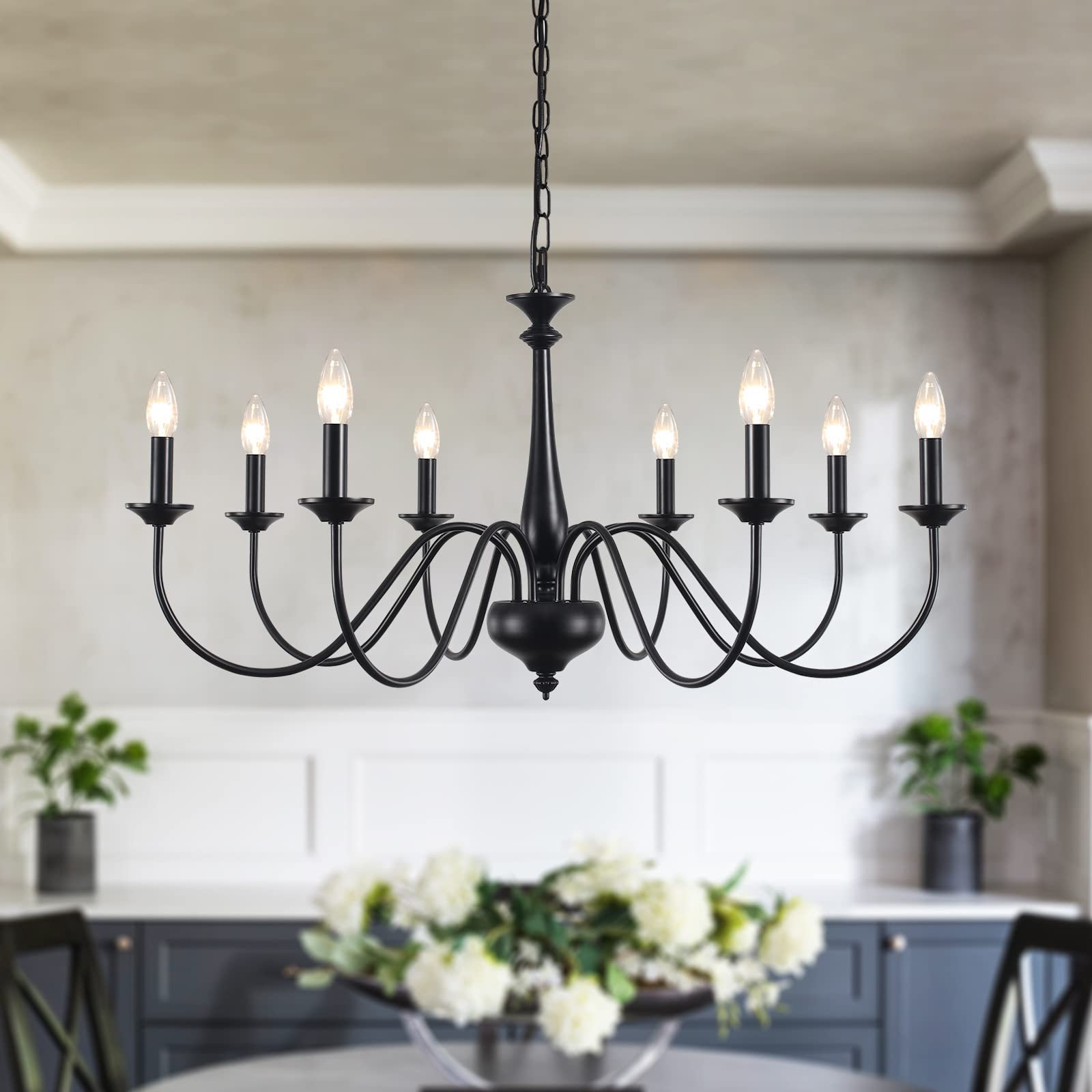 Farmhouse Chandeliers for Dining Room Light Fixtures 8 Lights Black Chandeliers Light Fixture Ceiling Hanging Rustic Chandeliers for Living Room Bedroom Entryway