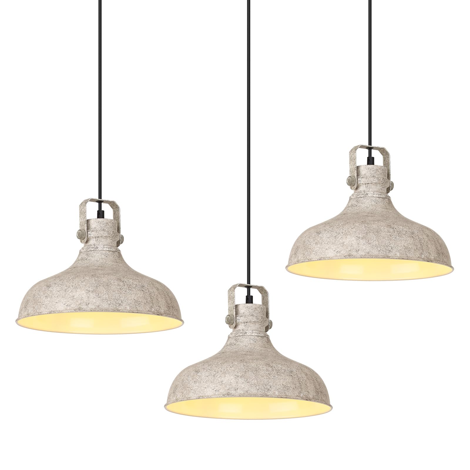 Black Farmhouse Pendant Lights Matte Pendant Lighting for Kitchen Island Industrial Adjustable Height Vintage Dome Hanging Light Fixtures for Barn, Dining Room 3 Packs