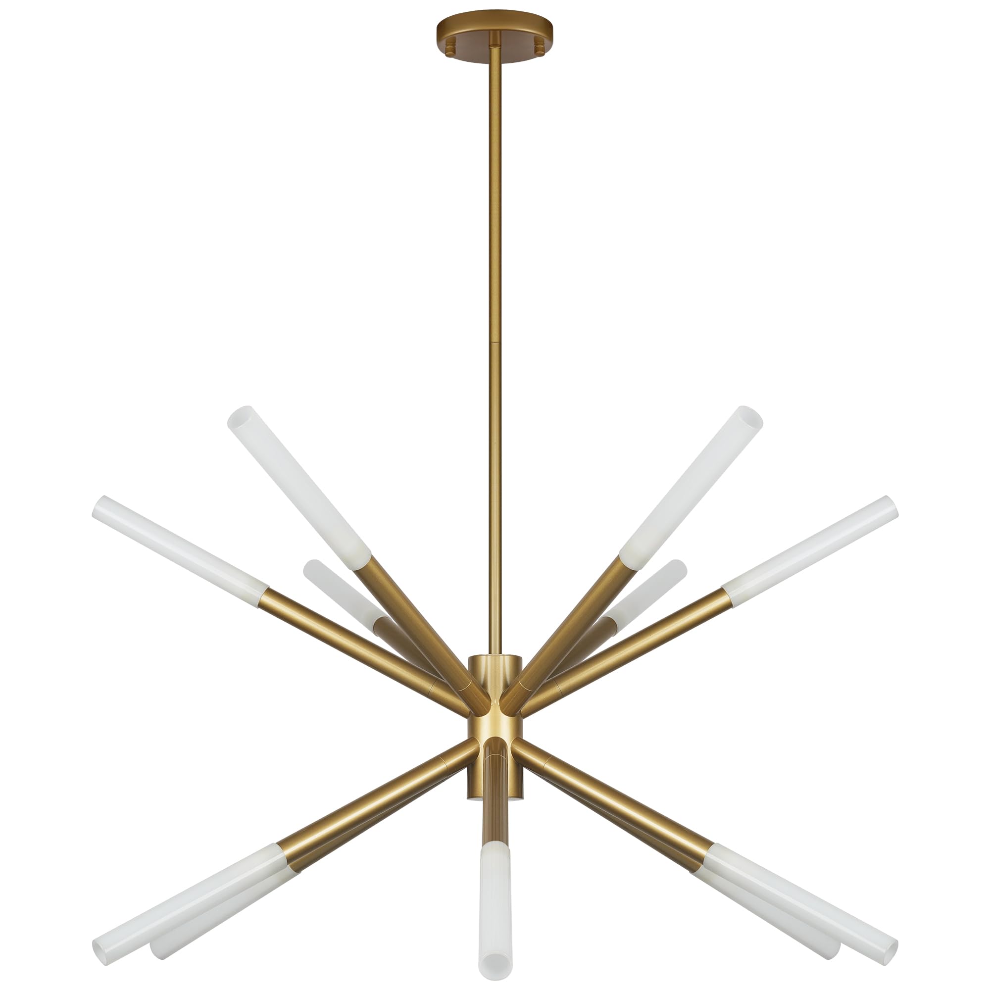 Modern Gold Sputnik Chandelier, 12-Light Hanging Dining Room Light Fixtures Over Table, Height Adjustable Mid-Century Pendant Lighting for Kitchen Island Living Room Foyer Bedroom