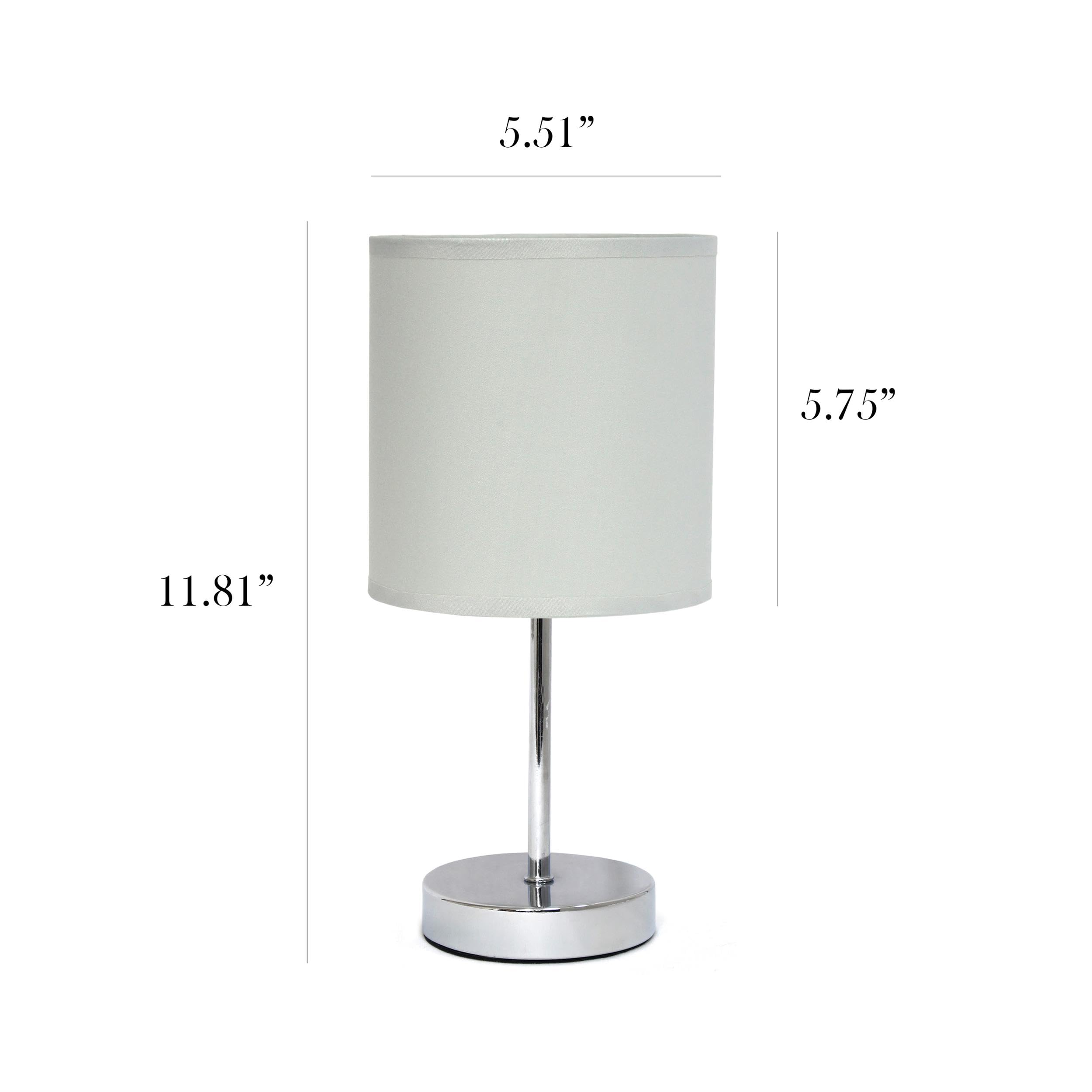 Chrome Mini Basic Table Lamp with Fabric Shade, White