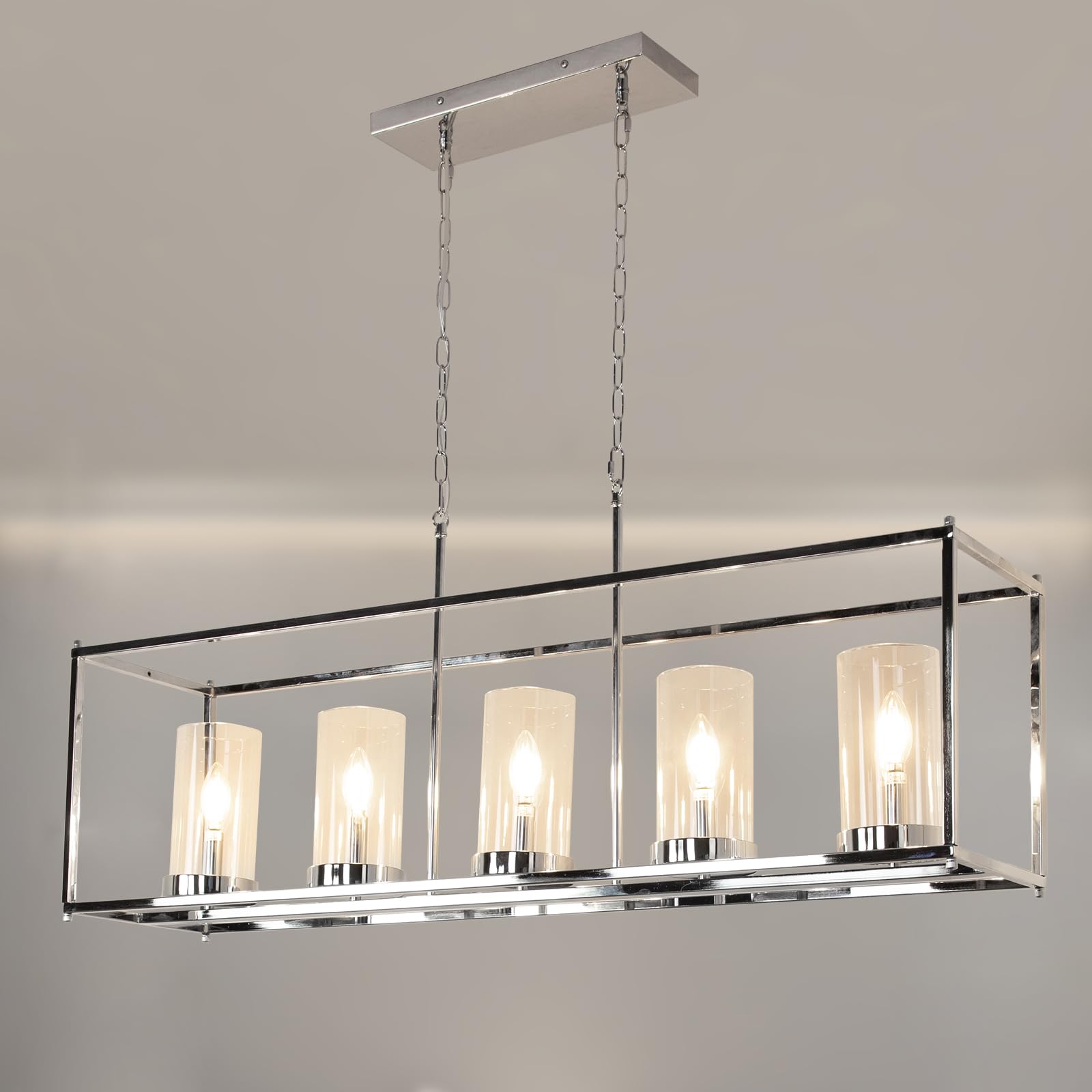 Depuley 4-Light Industrial Chandelier, Dining Room Light Fixtures Hanging with Metal Shades, Farmhouse Pendant Lighting for Kitchen Island Bedroom Hallway Foyer Living Room Office, Black, E26