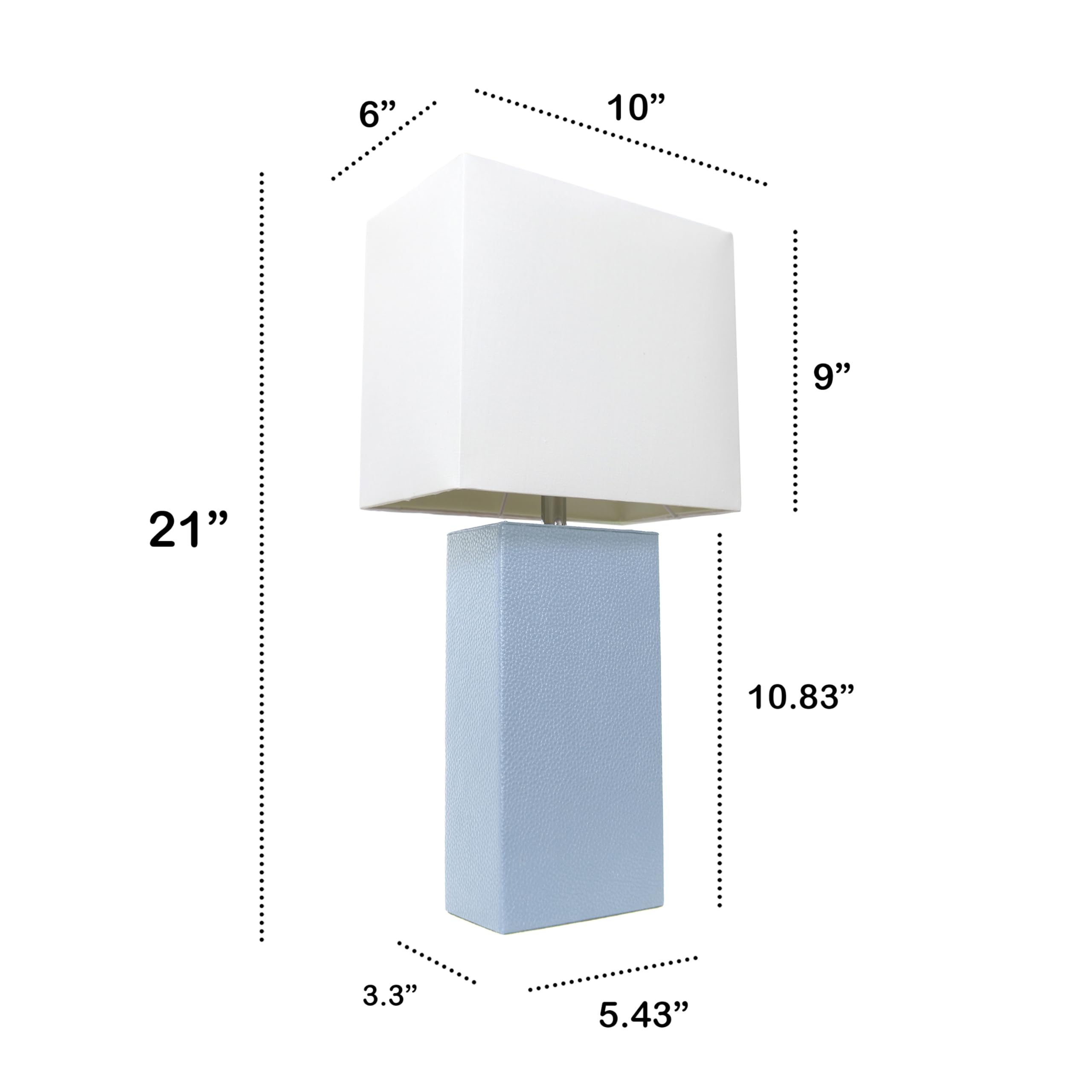 Modern Leather Table Lamp with White Fabric Shade, Gray (Pack of 1)