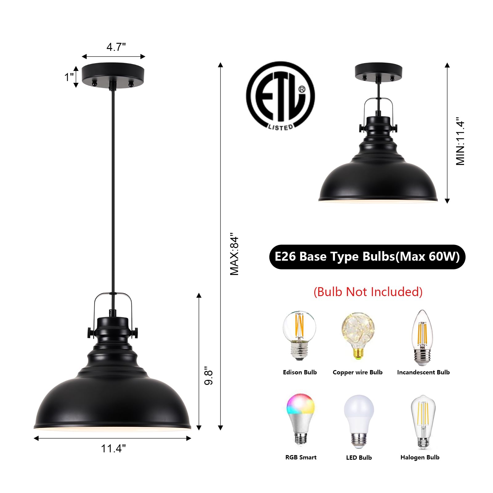 2 Packs Farmhouse Pendant Lights Kitchen Island Adjustable Pendant Light Fixtures Rustic Industrial Hanging Lamp,Oil Rubbed Bronze