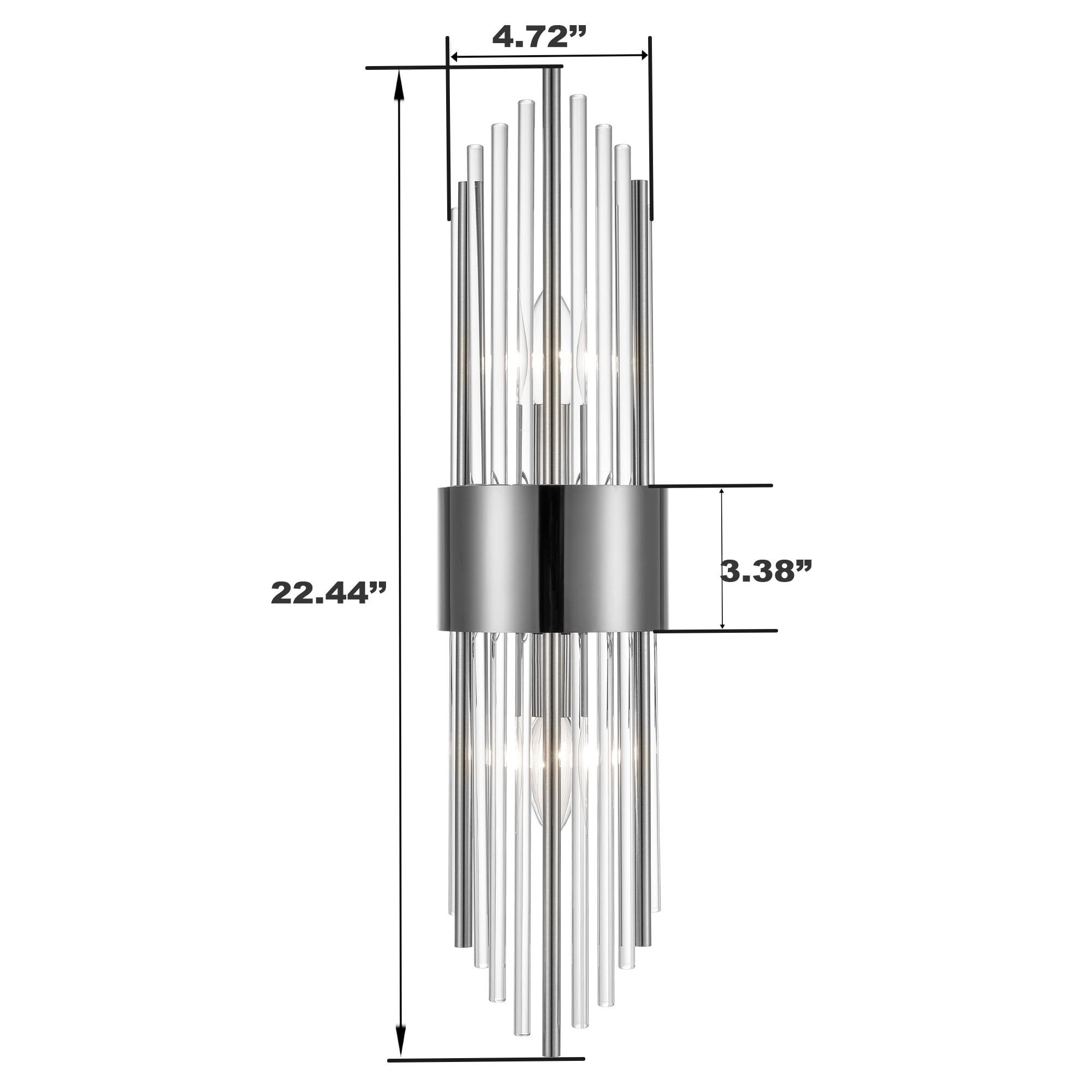 2-Light Modern Brushed Titanium Gold Wall Sconce with Clear Glass Crystal Luxury Wall Light Fixtures for Bedroom Living Room Bathroom Vanity Mirror Light Fixtures Set of 2