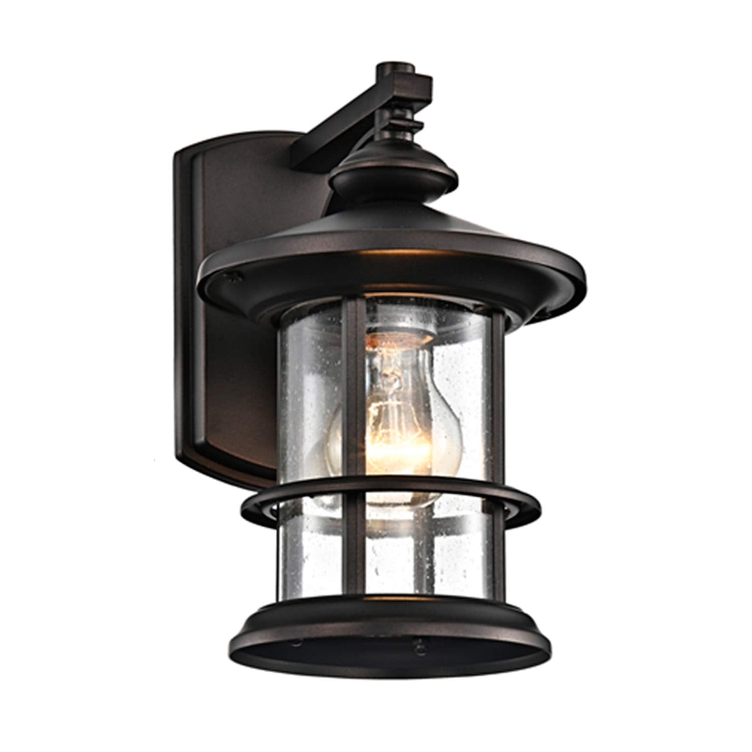 Oil Rubbed Bronze Outdoor Light Sconces Wall Mount, Clear Seedy Glass Large Exterior Porch Wall Lantern, 12.5" Outside Lights for House, Front Porch, Patio, Backyard