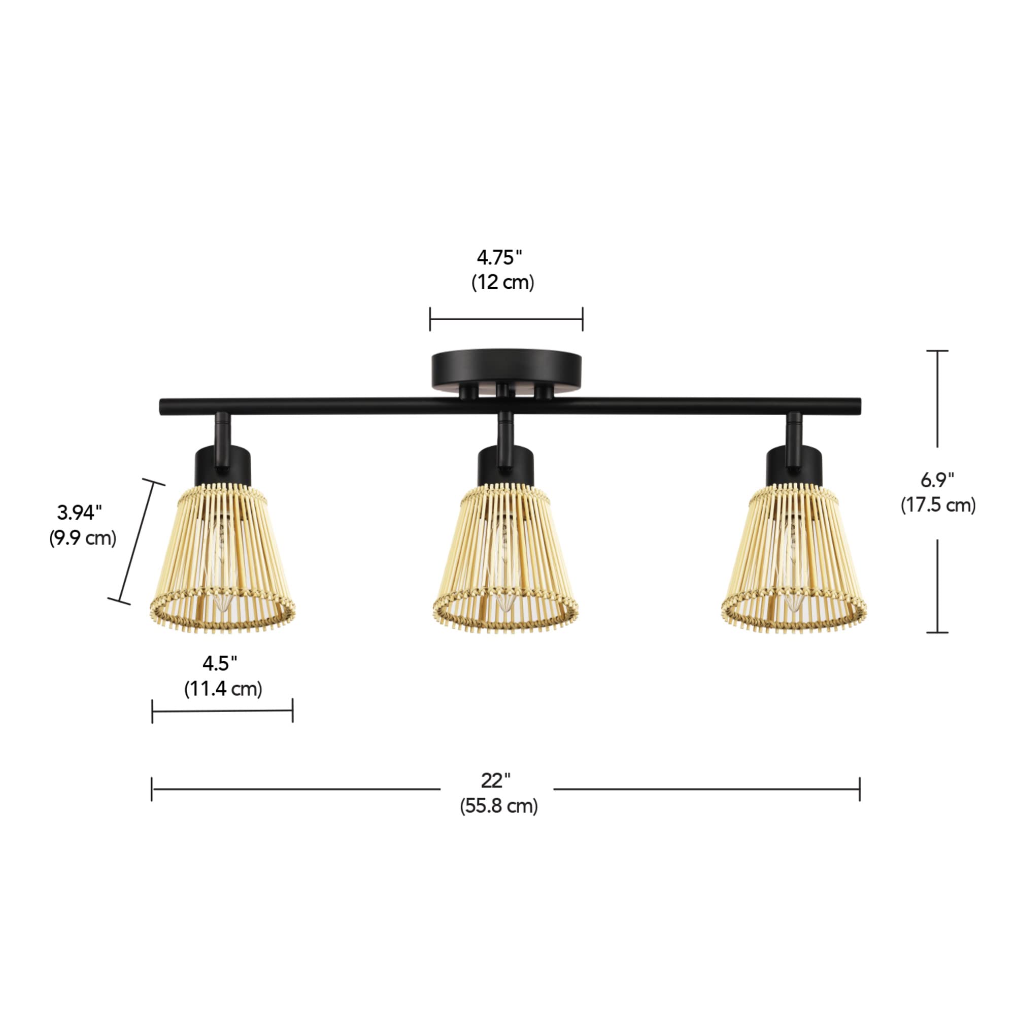 3-Light Track Lighting, Brushed Nickel, Clear Glass Shades, Silver, Bulb Not Included