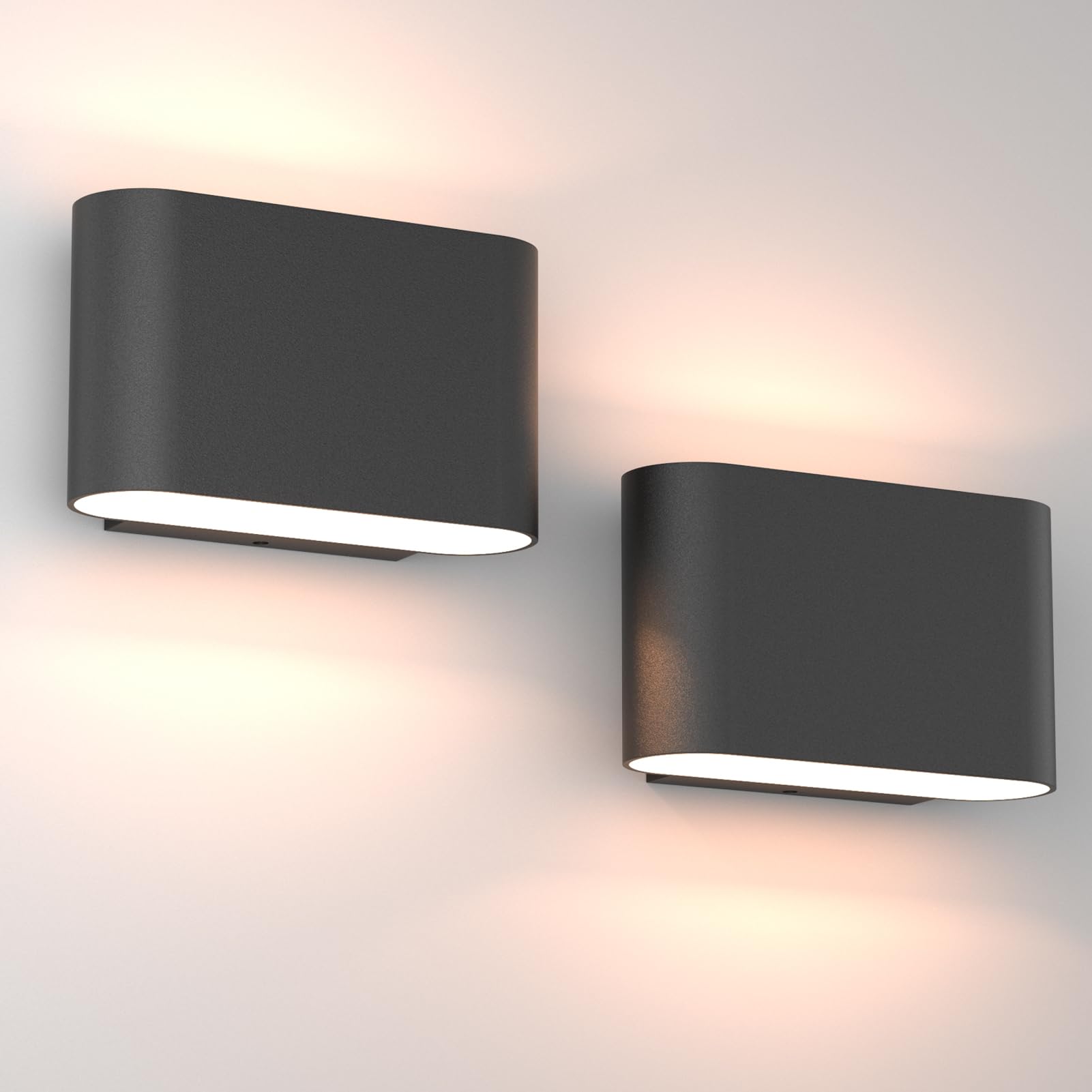 Black Modern LED Wall Sconces Set of 2 Indoor Wall Lights Hardwired Up and Down Wall Mount Light for Living Room Bedroom Hallway Corridor Conservatory Warm White 3000K(with G9 Bulbs)