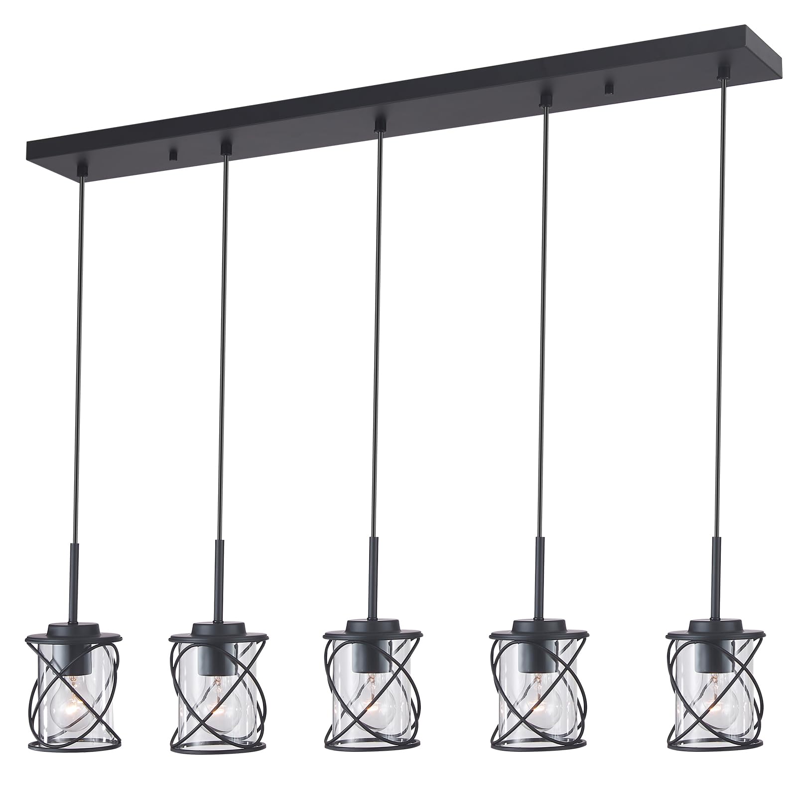 Modern Kitchen Island Pendant Lighting Adjustable Hanging Ceiling Lamp, Linear Pendant Light for Kitchen Island, 6-Light Hanging Chandelier Light for Dining Room, Brushed Nickel