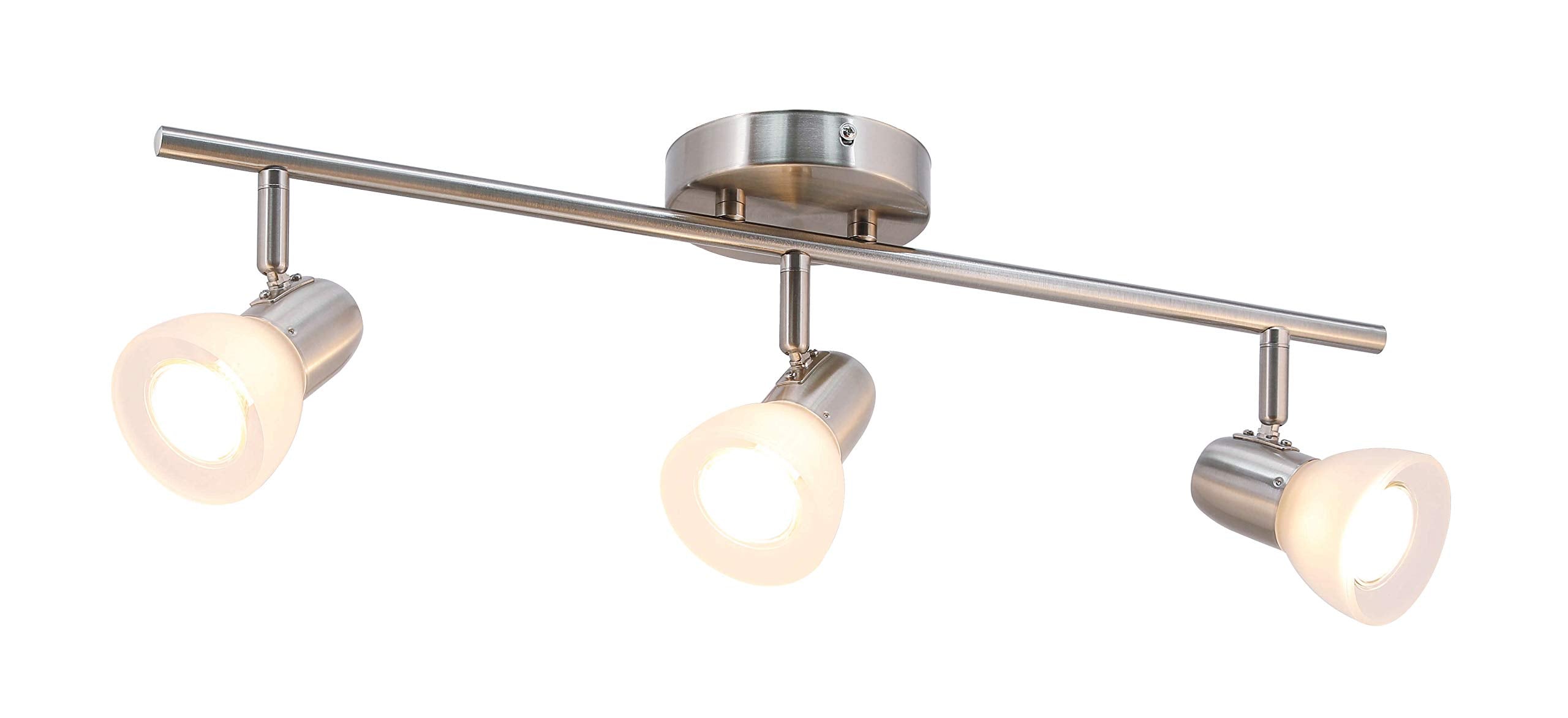 Lighting Track Light, 3 Light Kitchen Ceiling Light with Glass, Modern Fixed Rail Lighting Brushed Nickel XB-TR1237-3-BN