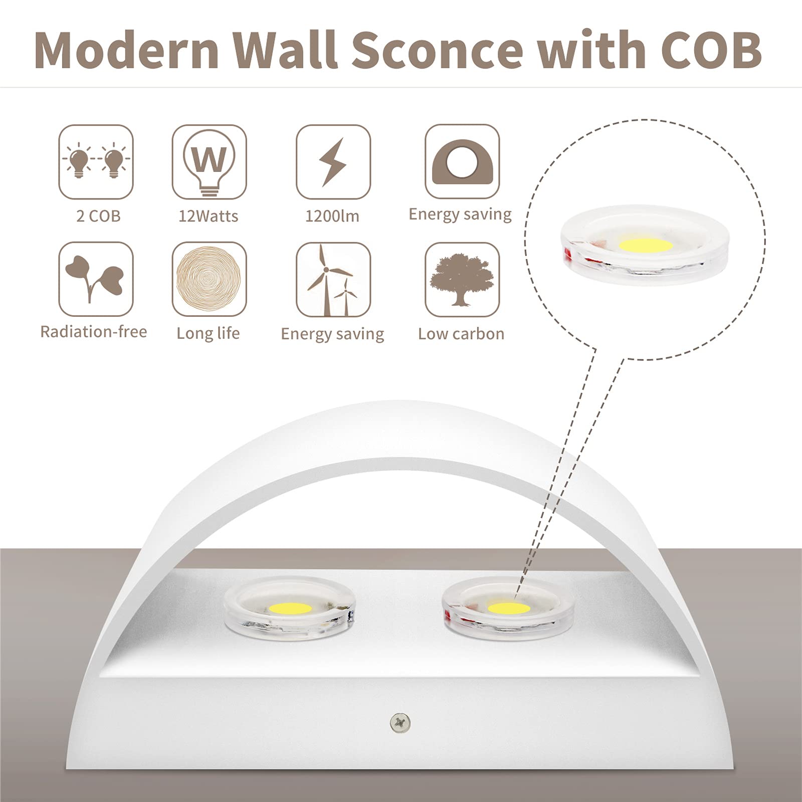 Modern LED Wall Sconce Indoor Up Down Wall Lamp Dimmable Wall Lights 12W Hallway Wall Lighting for Living Room Bedroom Stair, Warm White