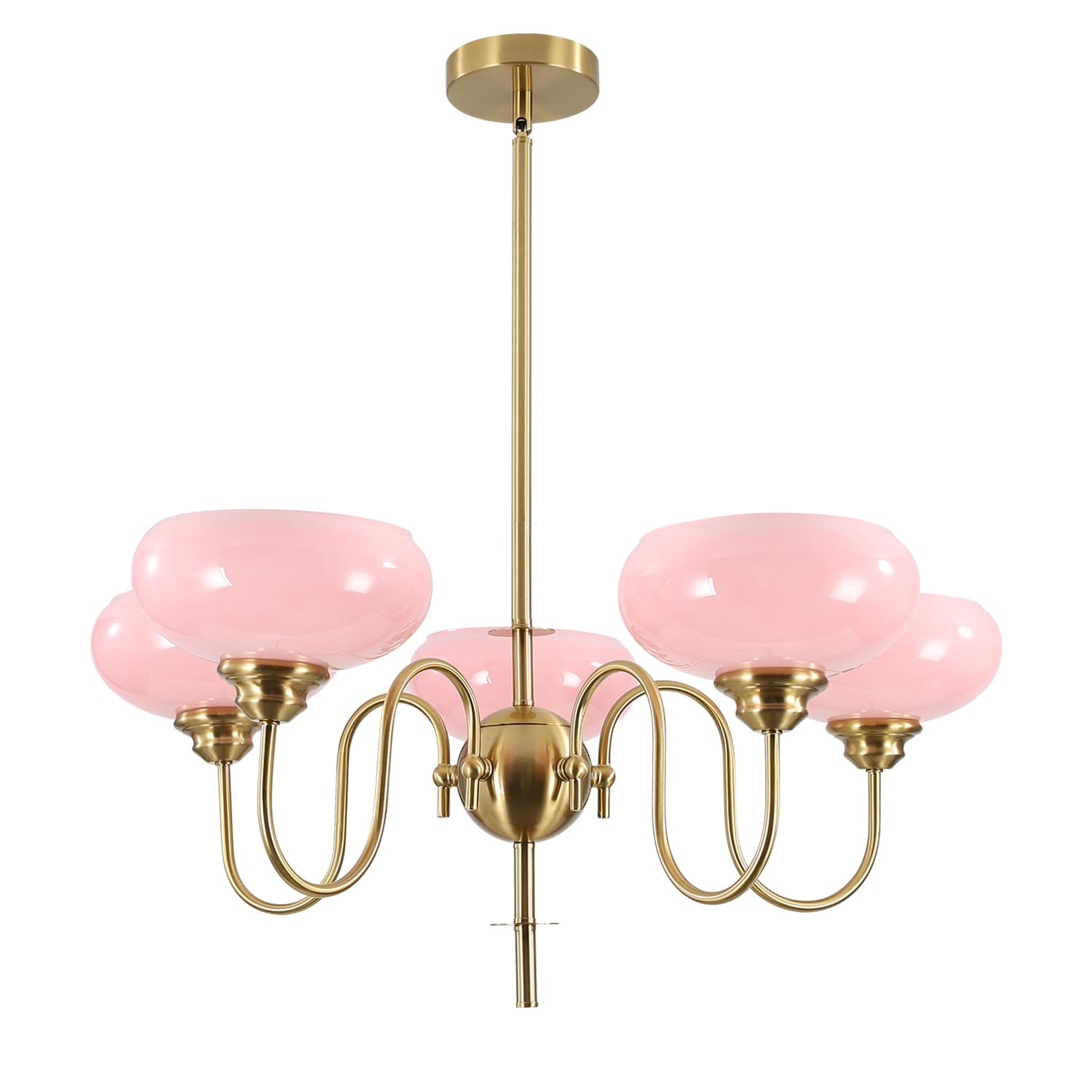 Gold Vintage Chandelier Modern 5-Light Globe Chandelier with Smooth Lampshade Sputnik Pendant Light Dining Room Chandelier for Living Room Bedroom