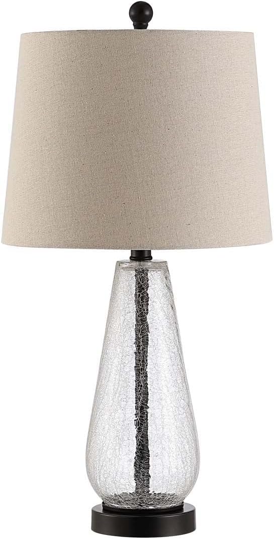 Modern Contemporary Farmhouse Clear Glass 26-inch Bedroom Living Room Home Office Desk Nightstand Table Lamp (LED Bulb Included)