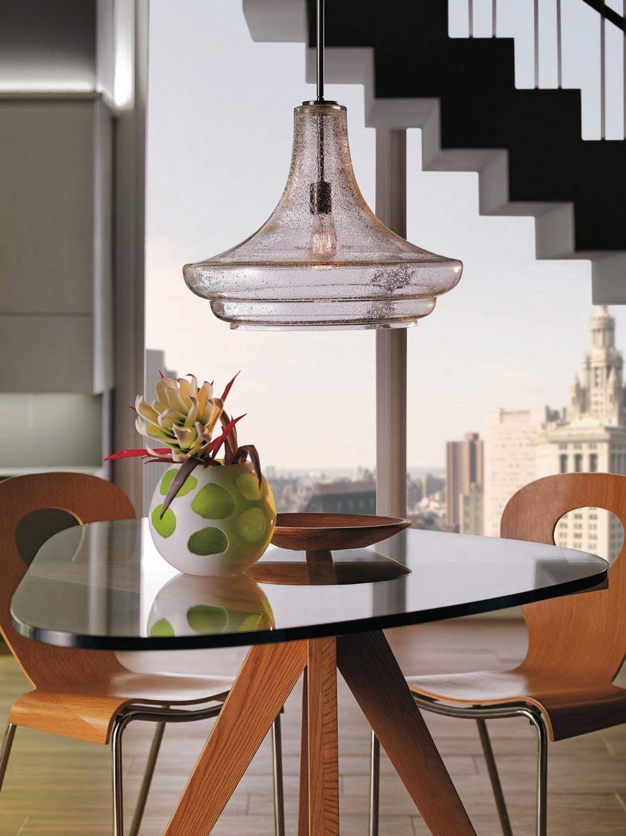 19.75" Kitchen Bell Pendant in Olde Bronze®, 1-Light Clear Glass Pendant Light, (19.75" H x 13.75" W), 42046OZ