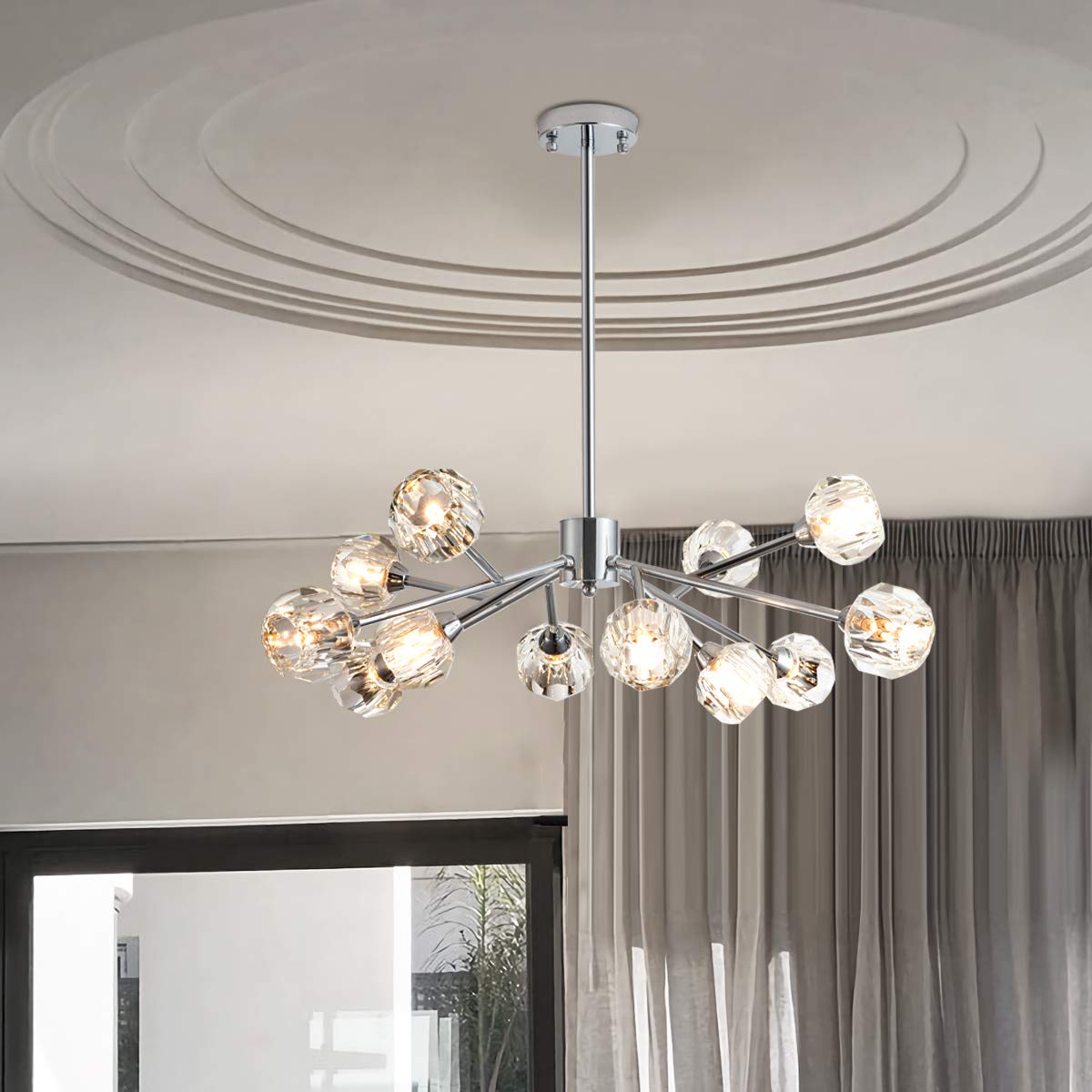 Sputnik Chandeliers for Dining Room Light Fixture, Modern Crystal Chandeliers, 9 Lights Gold Chandelier for Living Room Bedroom, Dining Room Chandelier Over Table, Kitchen Light Fixtures