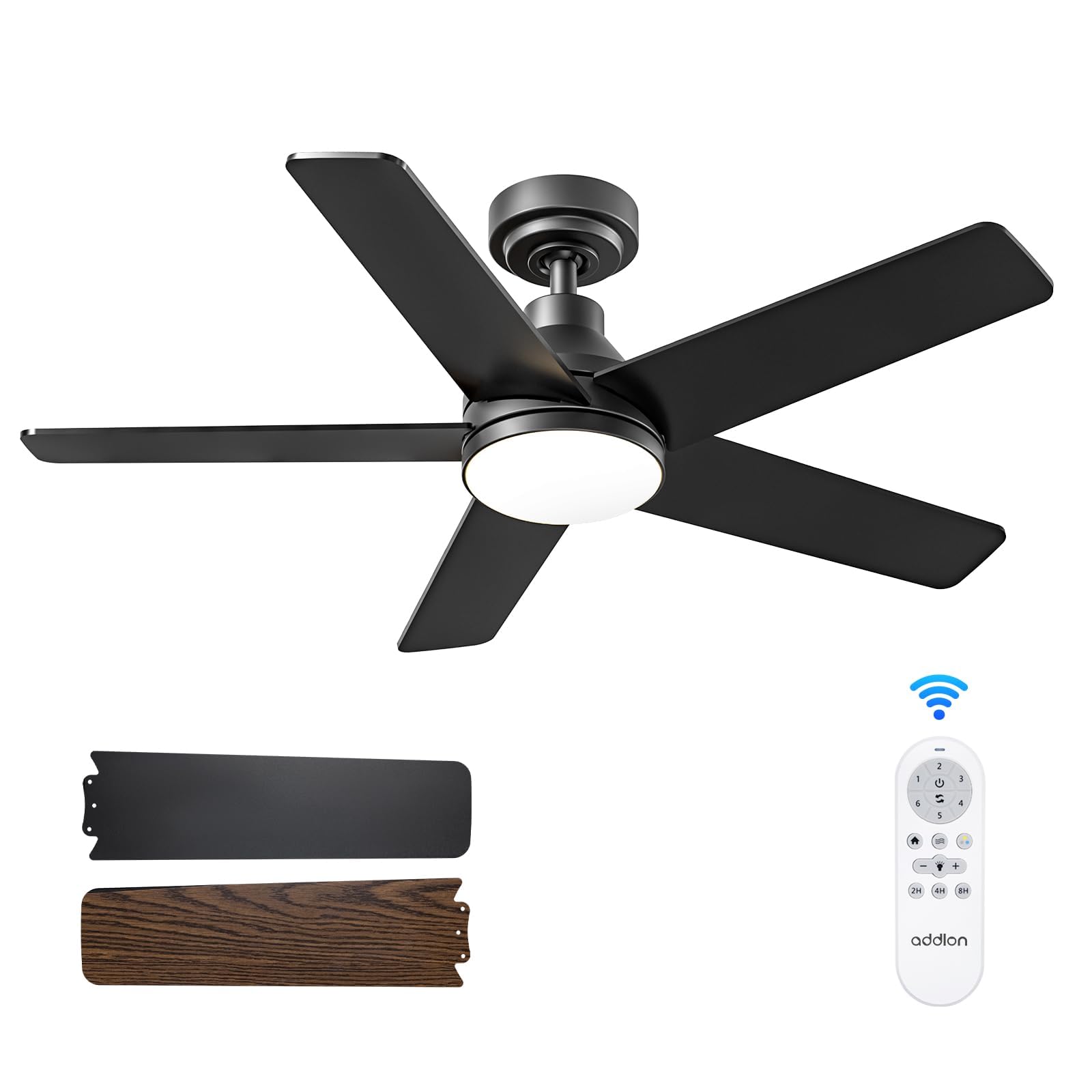 Ceiling Fans with Lights, 42 inch Black Ceiling Fan with Light and Remote Control, Reversible, 3CCT, Dimmable, Noiseless, Small Ceiling Fan for Bedroom, Farmhouse, Indoor/Outdoor Use