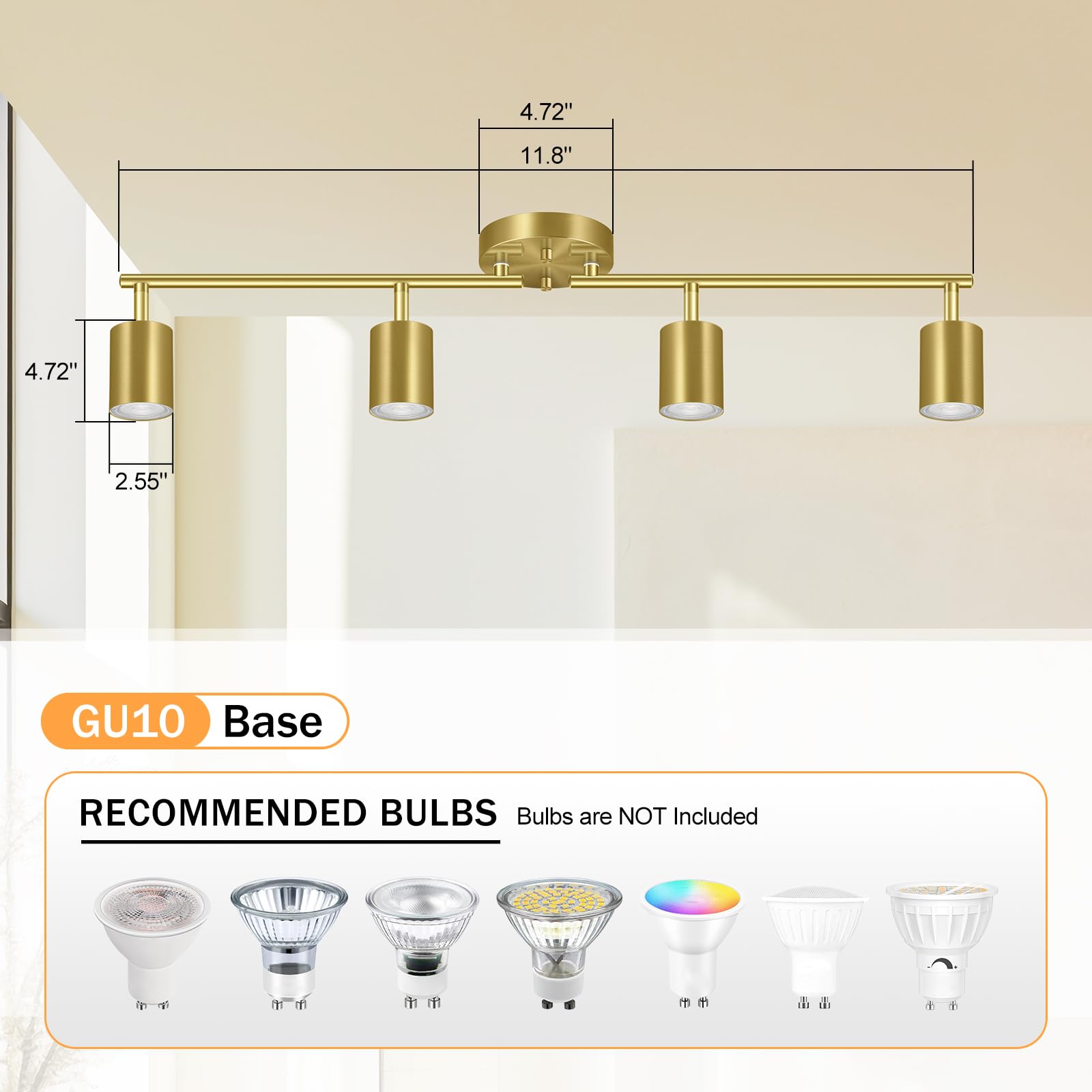 LED 2 Light Track Lighting Kit, Black 2 Way Ceiling Spot Lighting, Flexibly Rotatable Light Head for Kitchen, Living Room, Bedroom, GU10 Bulb Not Included