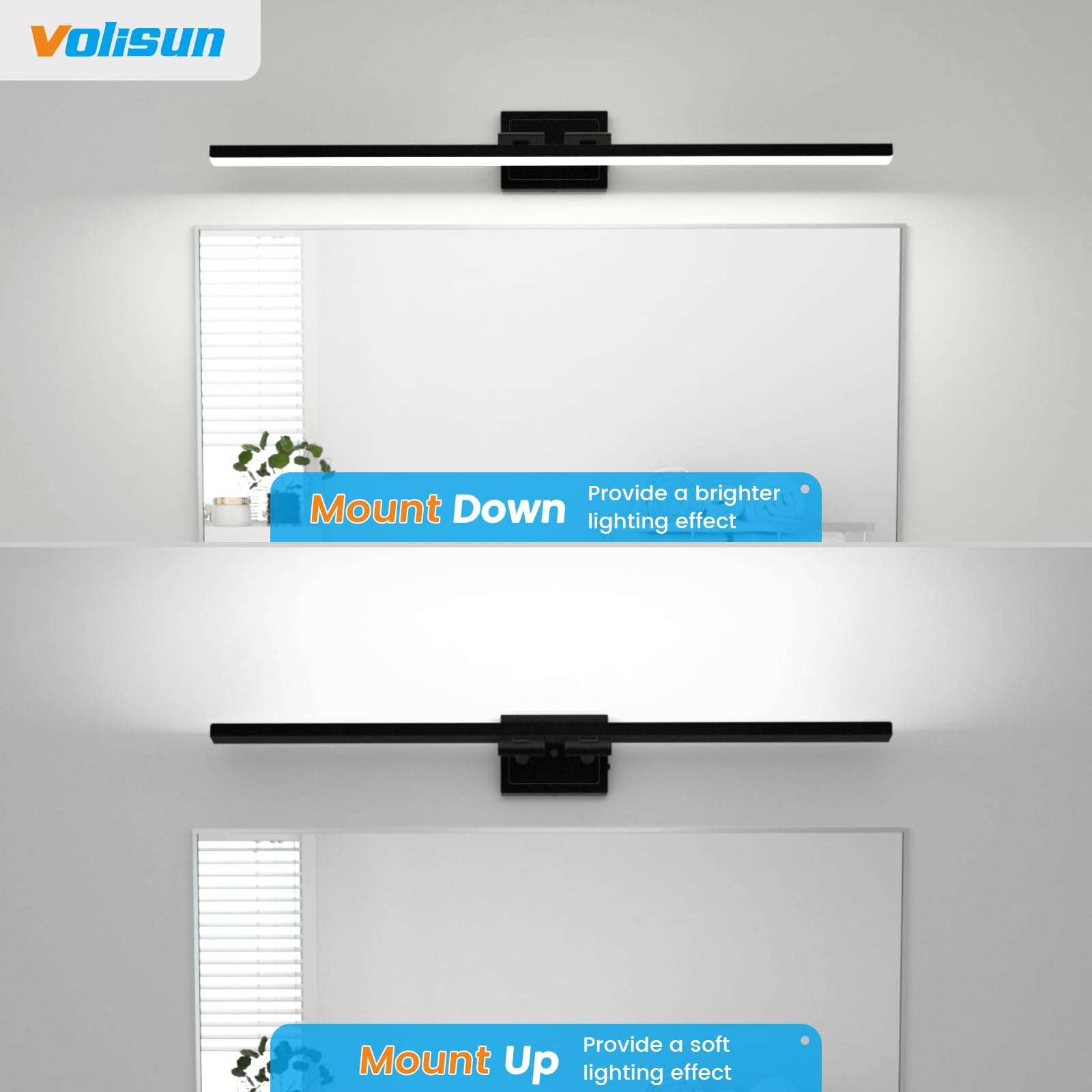 Modern Bathroom Vanity Light 24 inch, Rotatable, 14W Dimmable 5CCT Led Bathroom Light Fixture Over Mirror, Black Bar Vanity Light for Bathroom Mirror Restroom-ETL Certificated