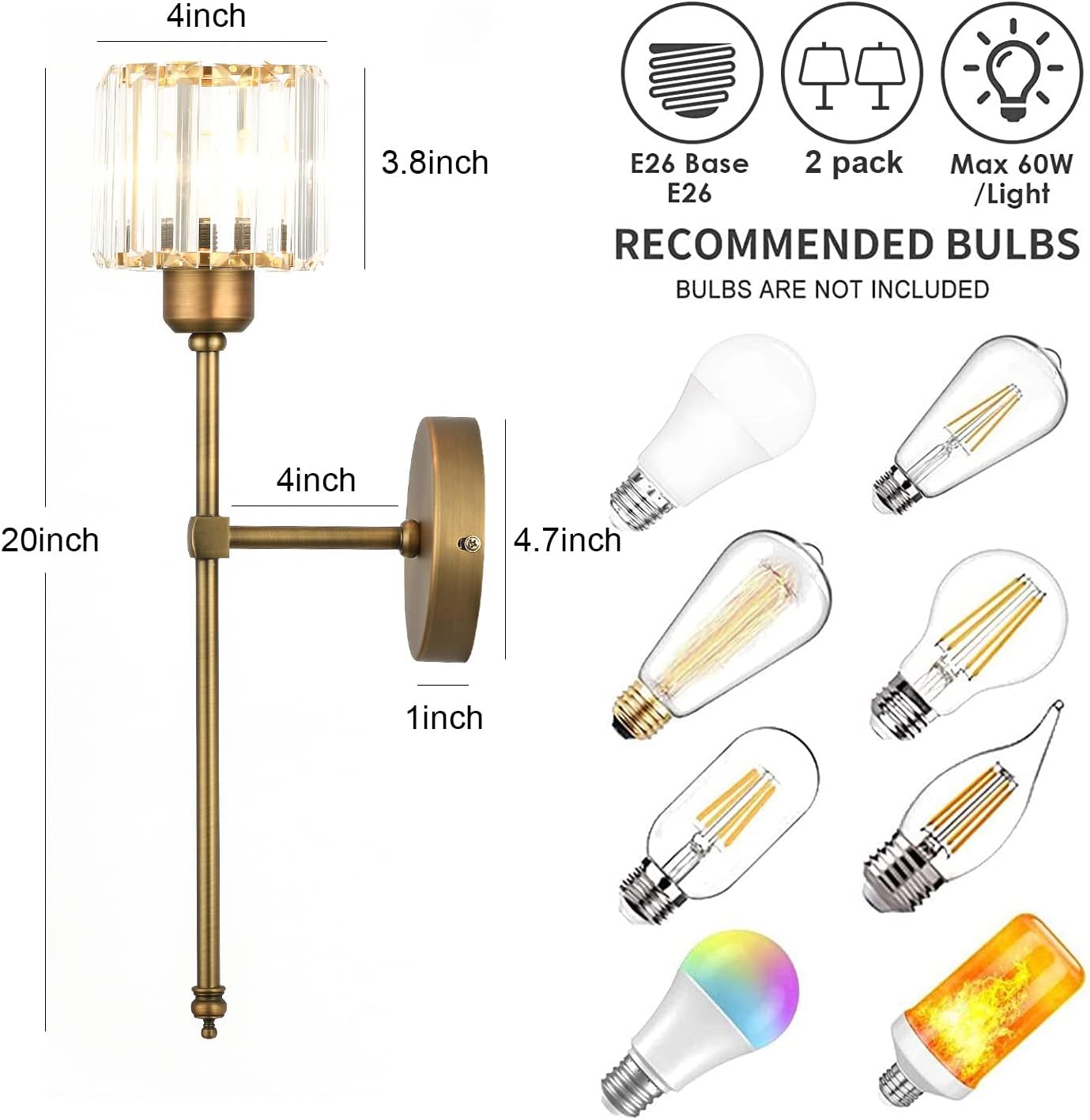 Wall Sconces Sets of 2, Classic Brushed Brass Sconces Wall Lighting, Hardwired Bathroom Vanity Light Fixture with Fabric Shade for Bedroom Living Room Hallway Kitchen, Gold