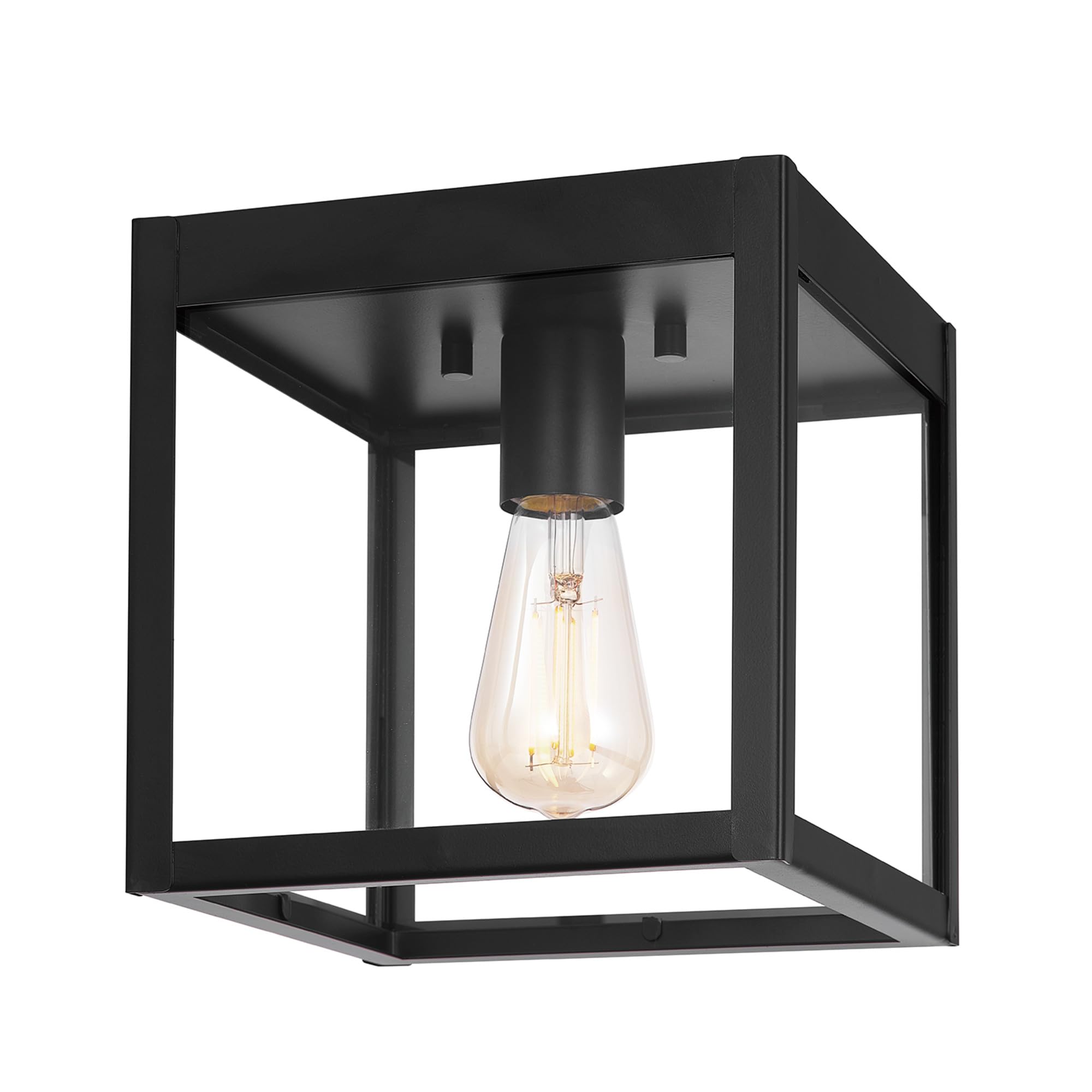 1-Light Outdoor/Indoor Semi-Flush Mount Ceiling Light, Oil Rubbed Bronze, Clear Seeded Glass Shade, Bulb Not Included