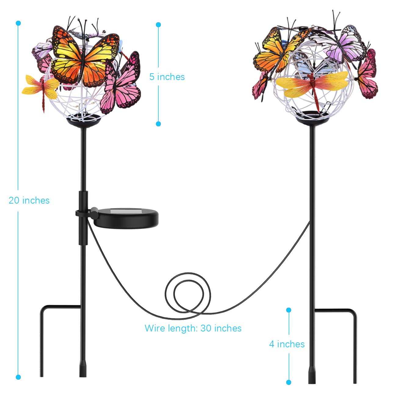 Solar Powered Butterfly Garden Stake Lights (2 Pcs Butterfly Lights)