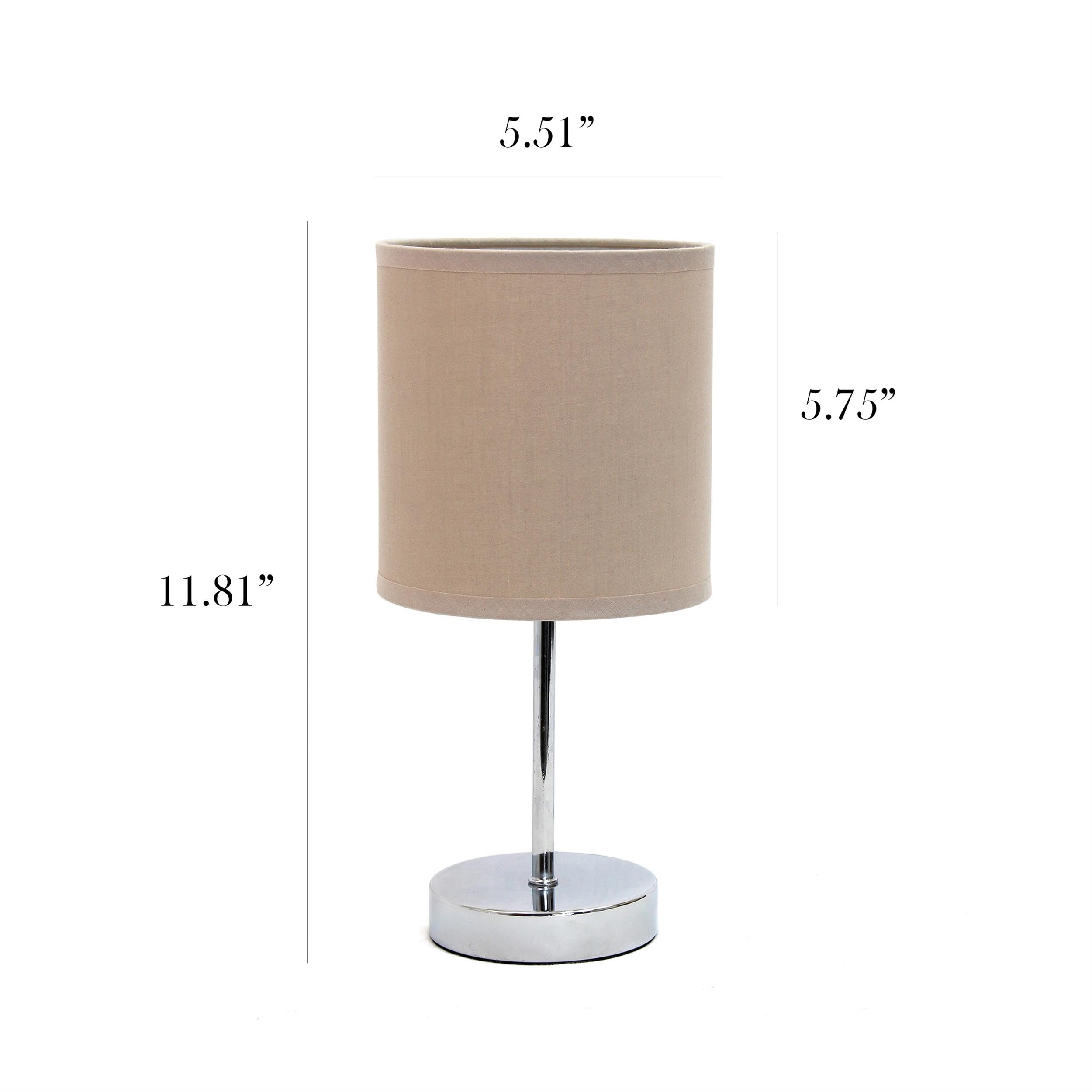 Chrome Mini Basic Table Lamp with Fabric Shade, White