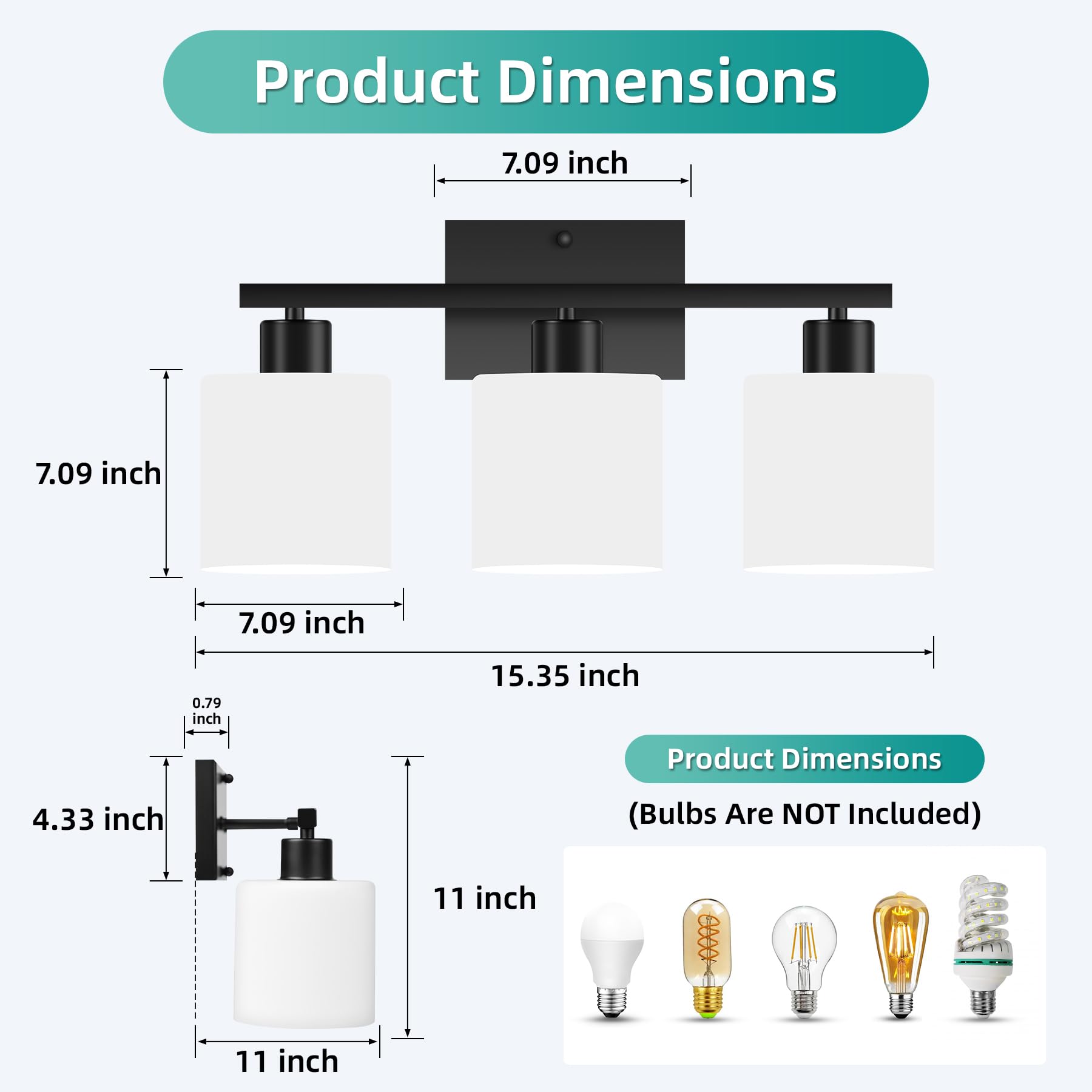 CANMEIJIA 2-Light Bathroom Vanity Light Fixtures Brushed Nickel, Morden Vanity Wall Scones Lighting for Bedroom Living Room, Vanity Lights with Milky White Glass Shades, E26 Socket, Bulbs Not Included